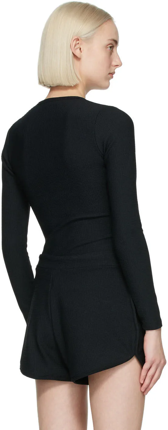 Gil Rodriguez SSENSE Exclusive Black Thermal Henley Long Sleeve T-Shirt