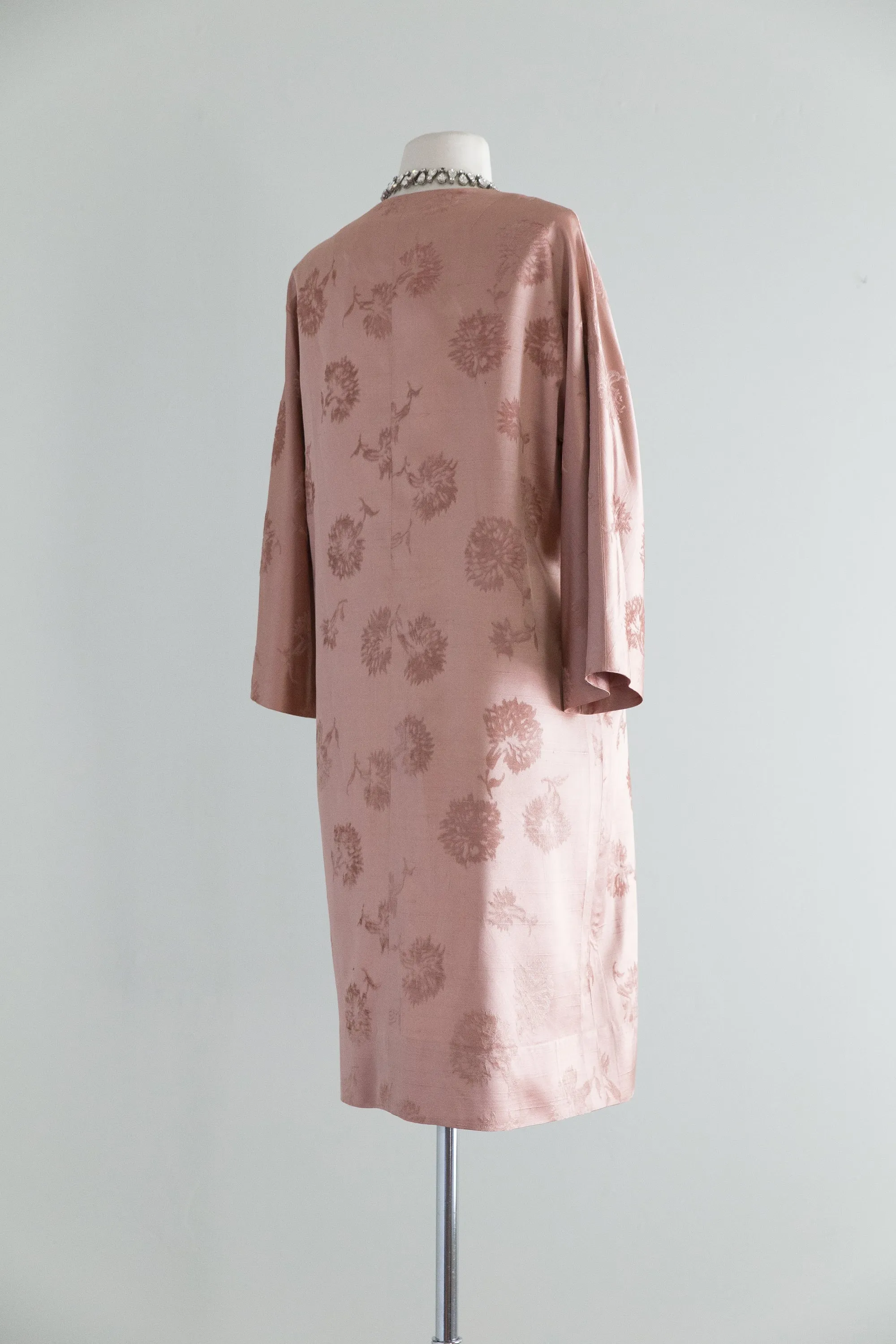 Gorgeous 1950's Rose Silk Brocade Evening Coat / Med