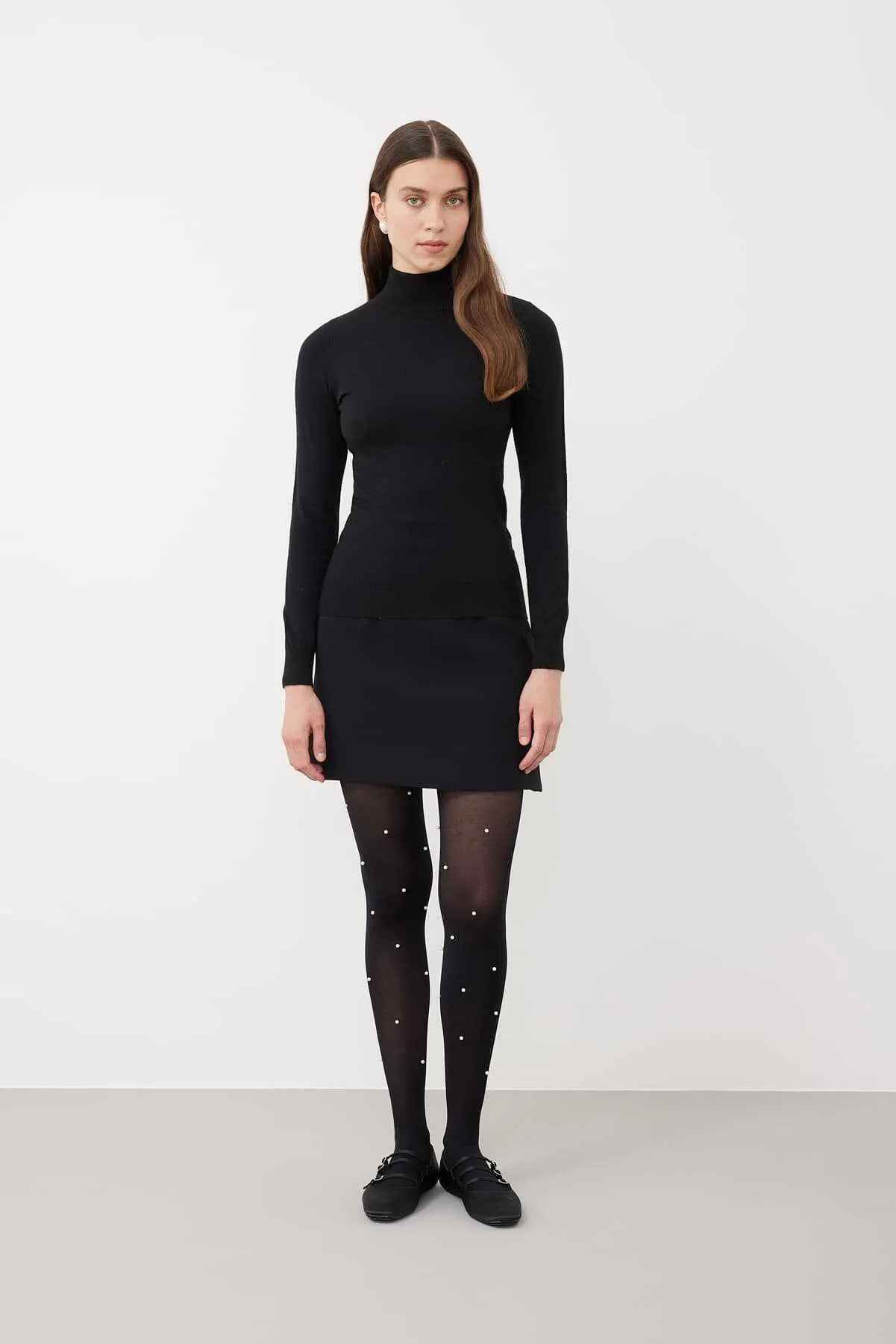 Half Turtleneck Long Sleeve Sweater Black