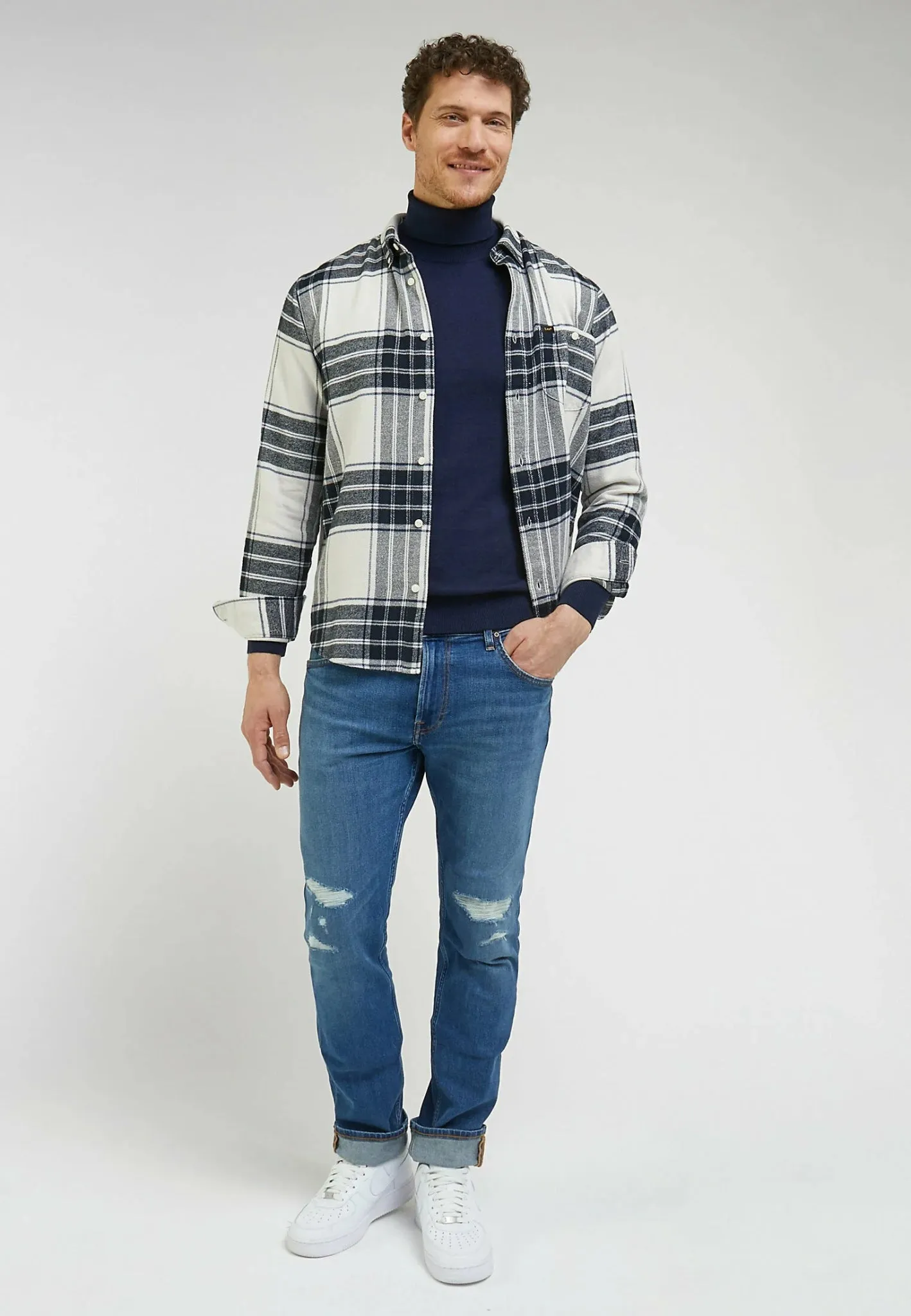 High Neck Knit In Sky Captain