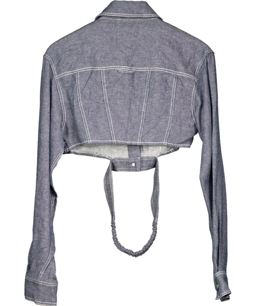 h:ours Blue Cropped Denim Look Jacket UK S