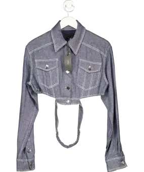 h:ours Blue Cropped Denim Look Jacket UK S