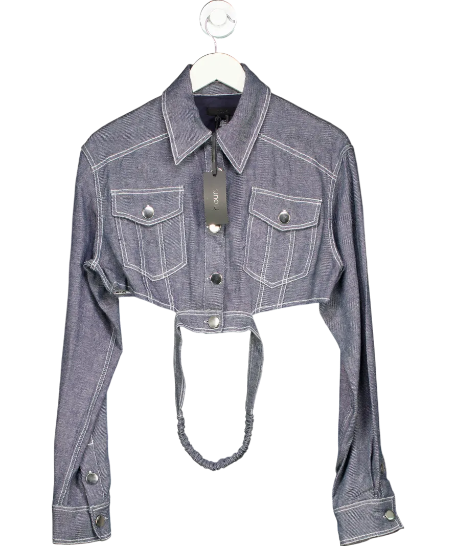 h:ours Blue Cropped Denim Look Jacket UK S