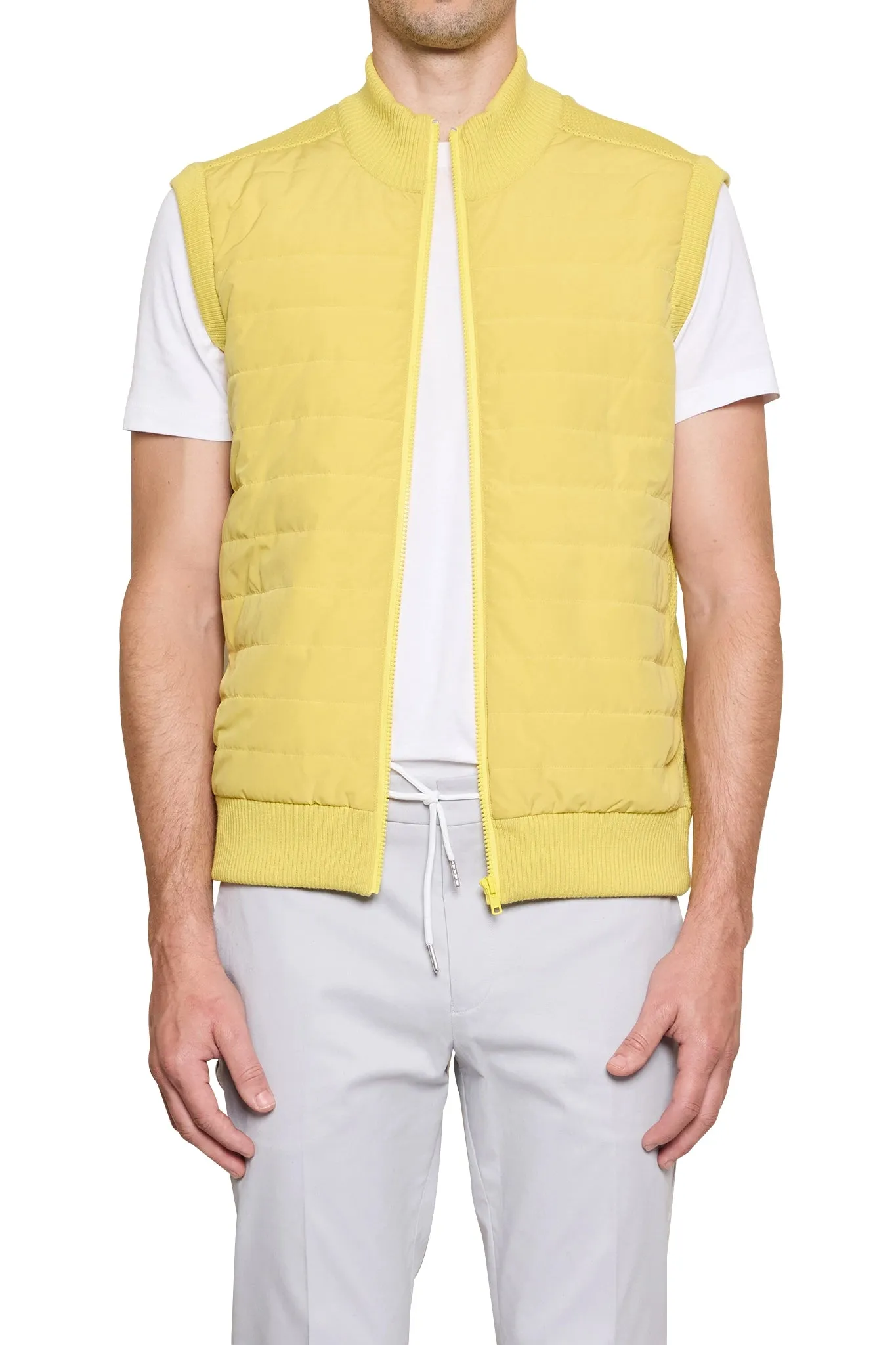 Jake Puffa Front Knitted Vest in Yellow