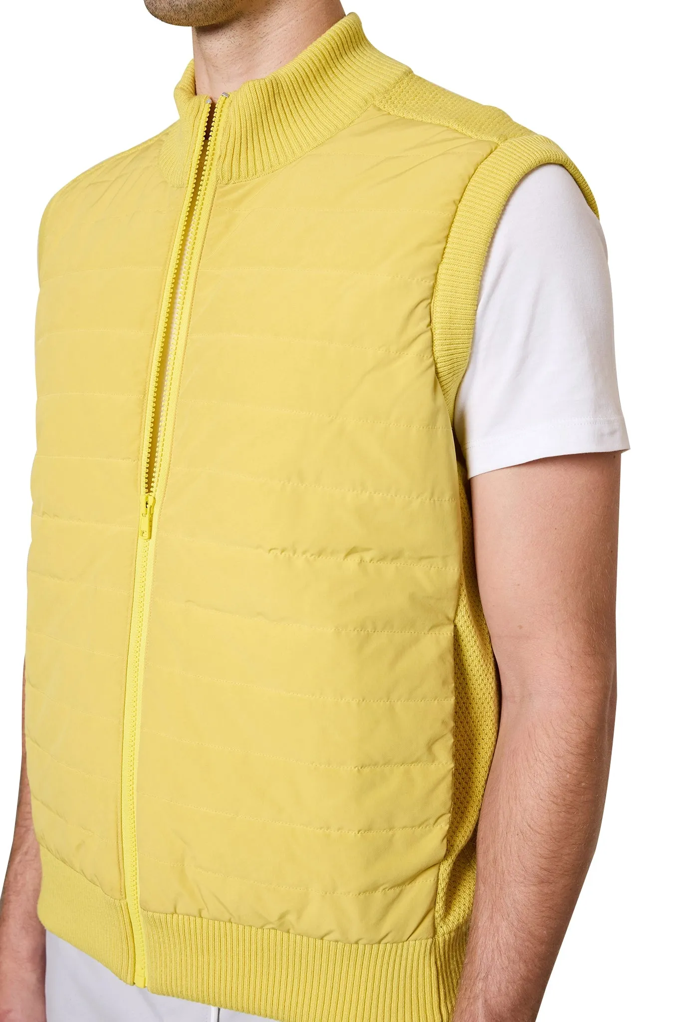 Jake Puffa Front Knitted Vest in Yellow