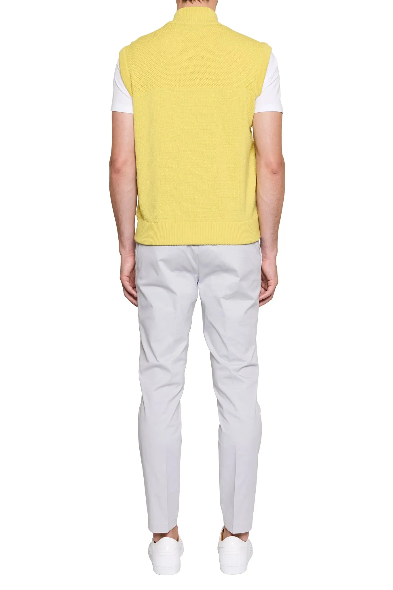 Jake Puffa Front Knitted Vest in Yellow