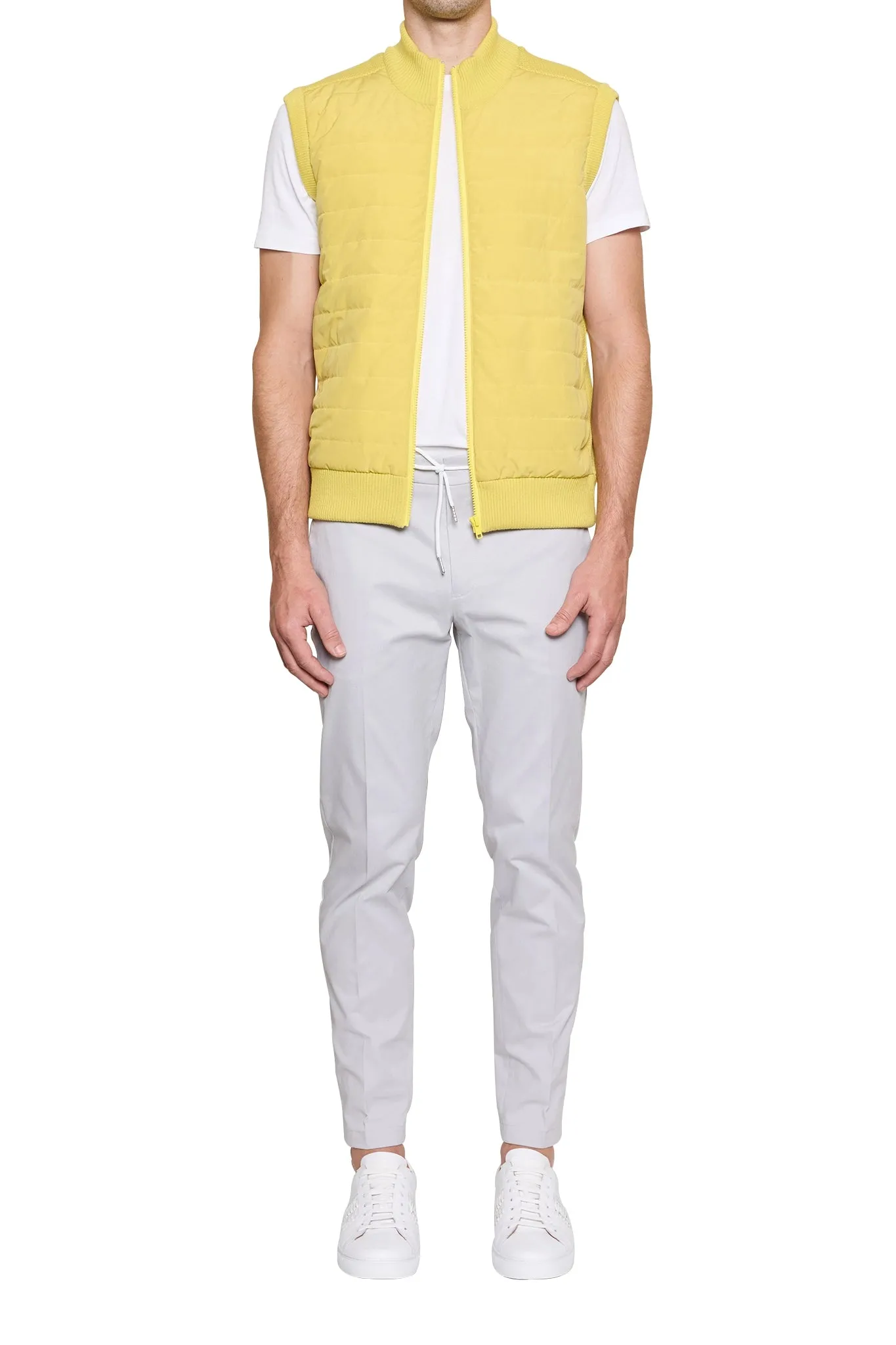 Jake Puffa Front Knitted Vest in Yellow