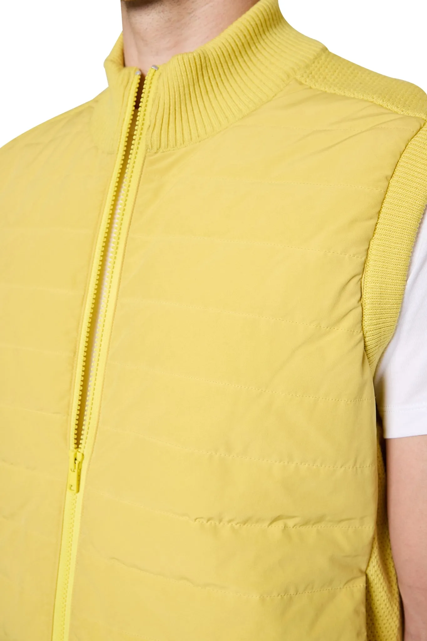 Jake Puffa Front Knitted Vest in Yellow