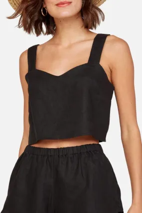 Jet Black Linen Crop Top