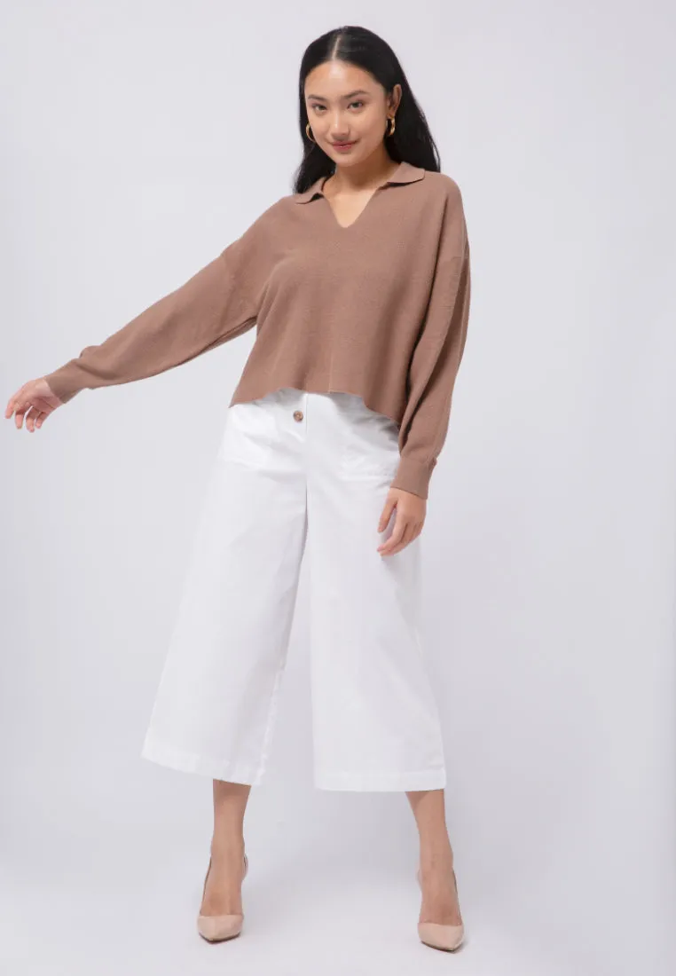 Knit Sweater with Polo Collar