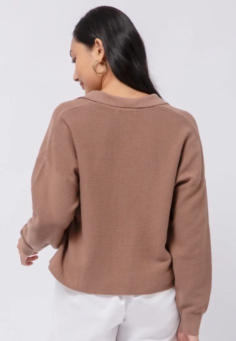 Knit Sweater with Polo Collar