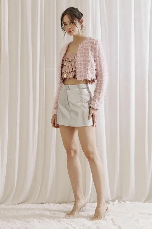 knit tweed crop jacket