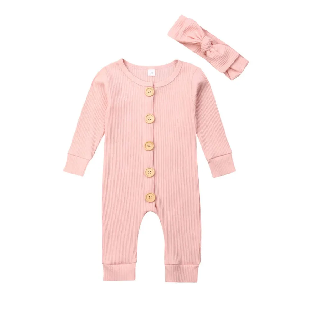 Knitted Autumn Romper - Pink