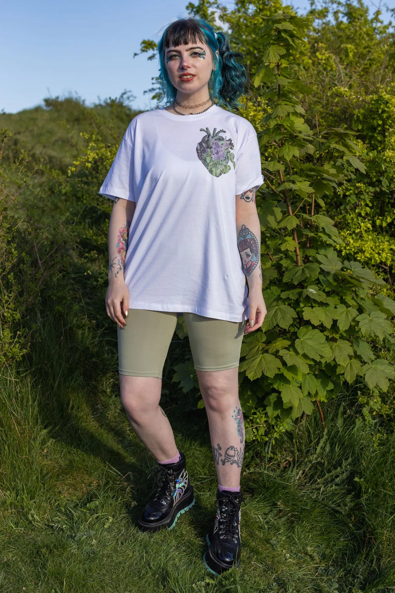 Lavender Heart White Pocket Tee