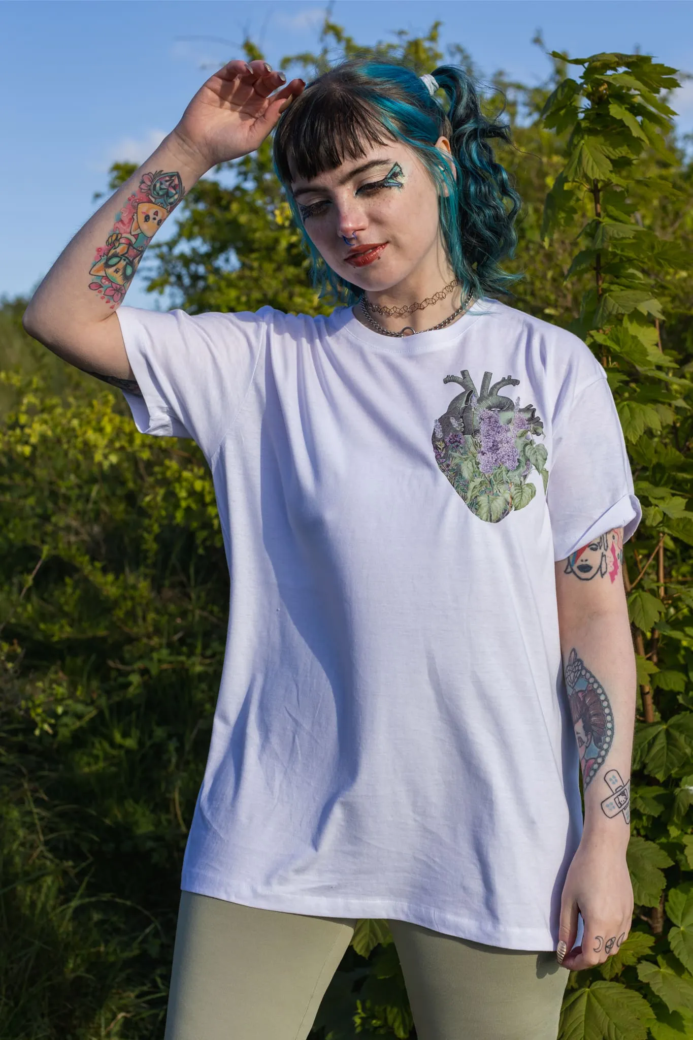 Lavender Heart White Pocket Tee