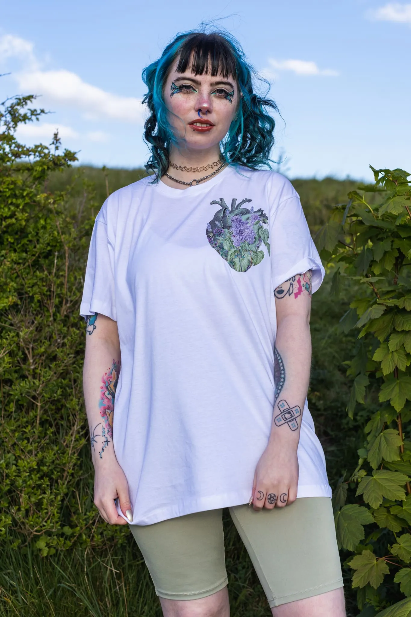 Lavender Heart White Pocket Tee