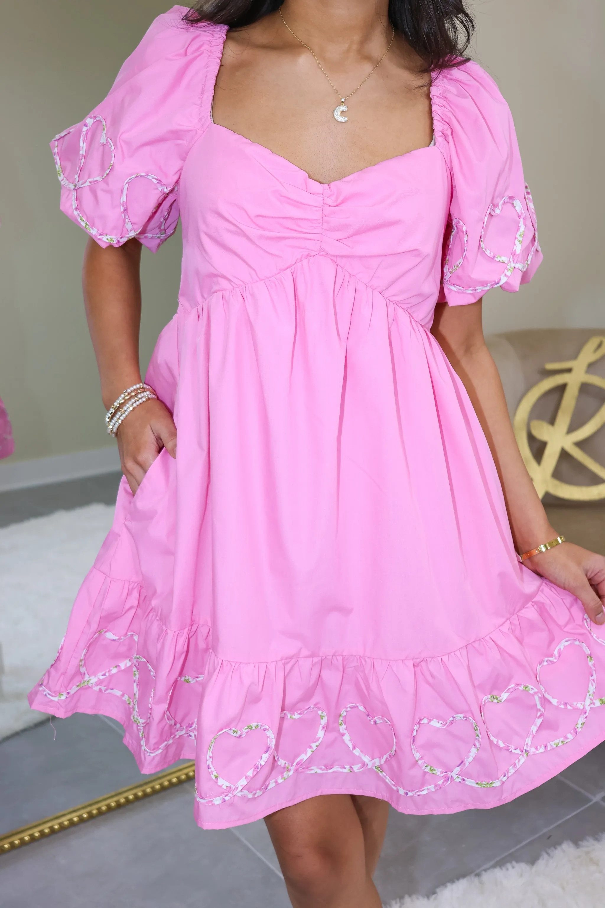 Love Note Embroidered Babydoll Dress