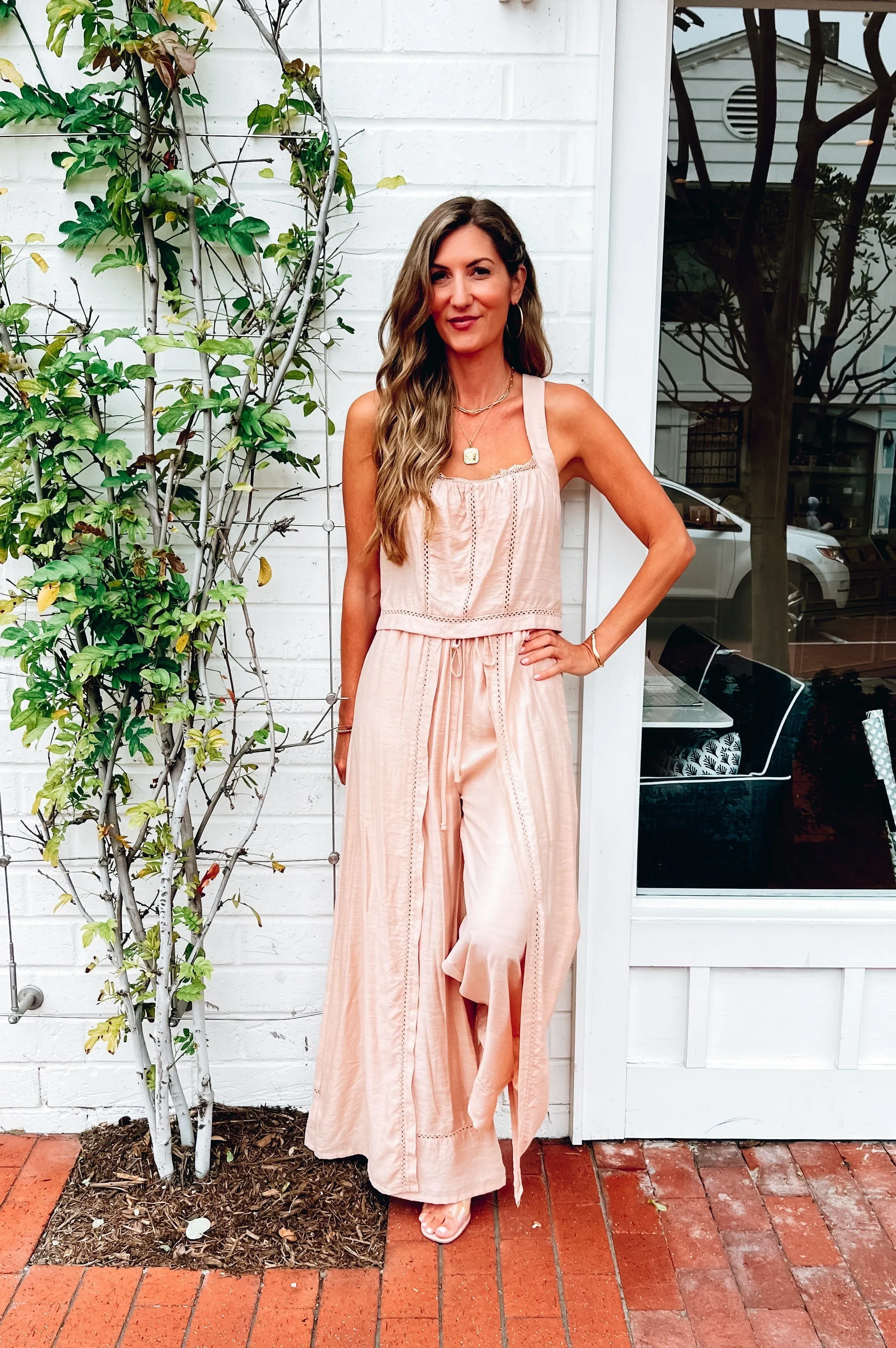 Mykonos Crochet Linen Crop Top Taupe