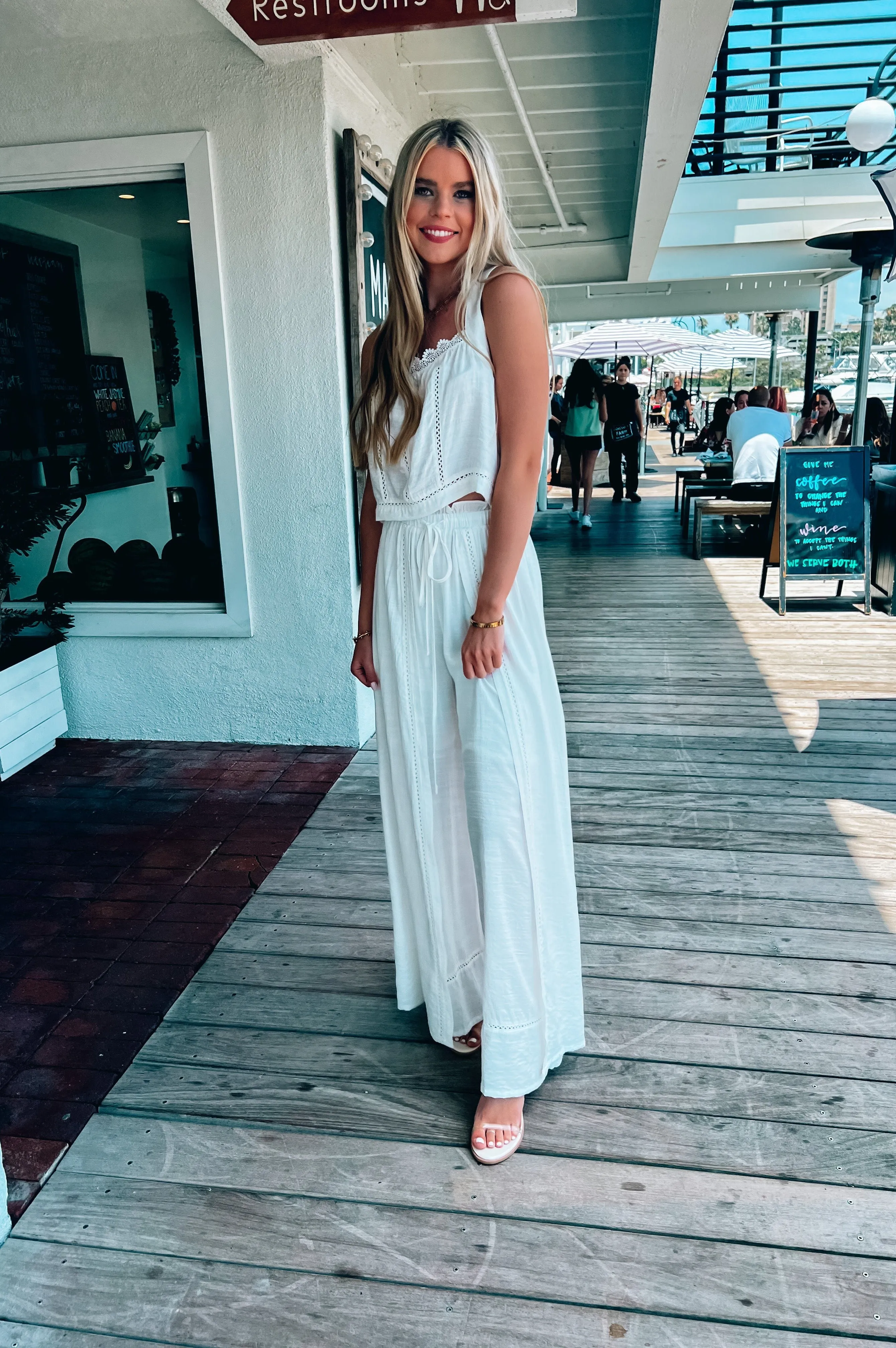 Mykonos Crochet Linen Top White