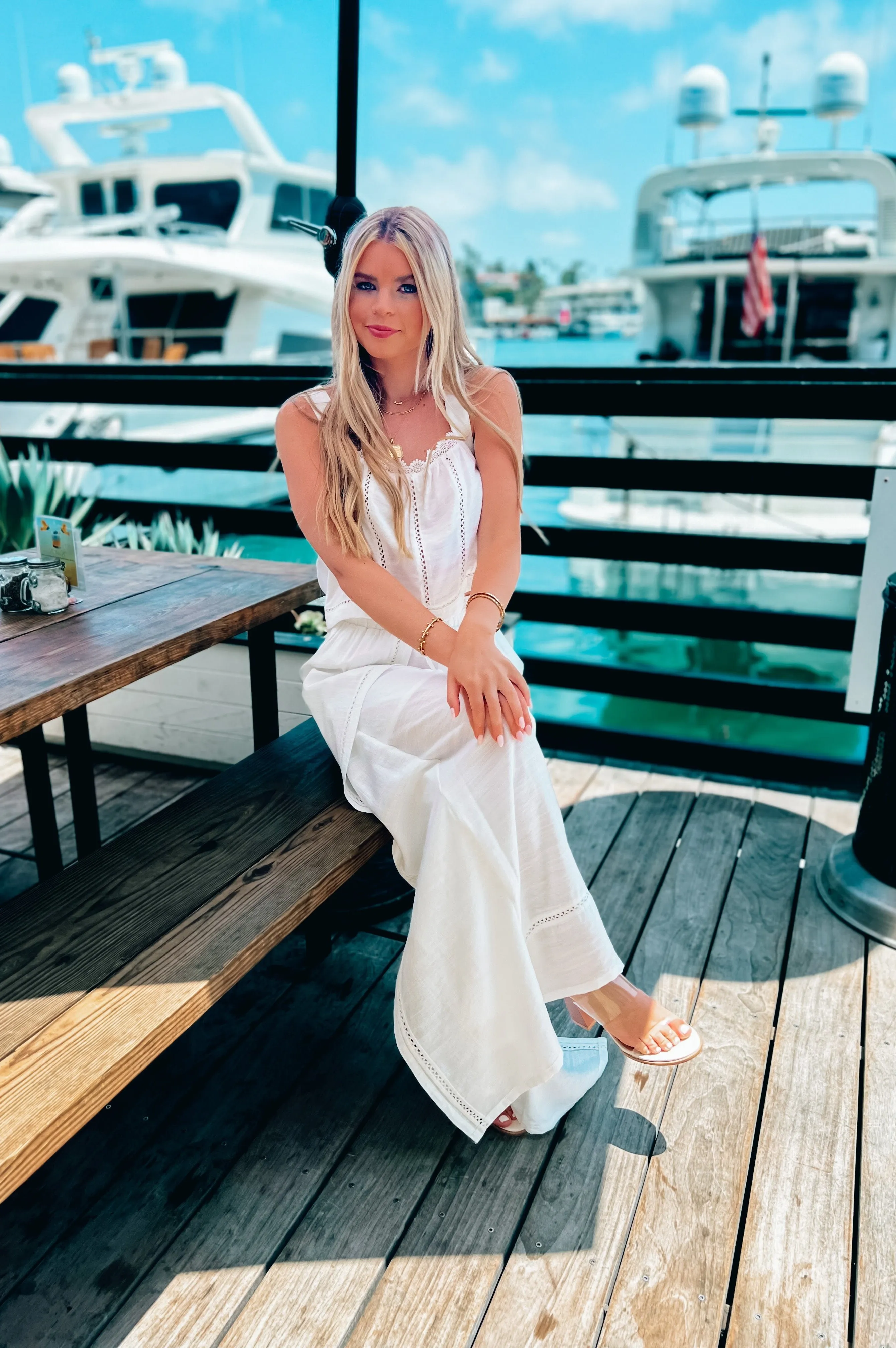 Mykonos Crochet Linen Top White