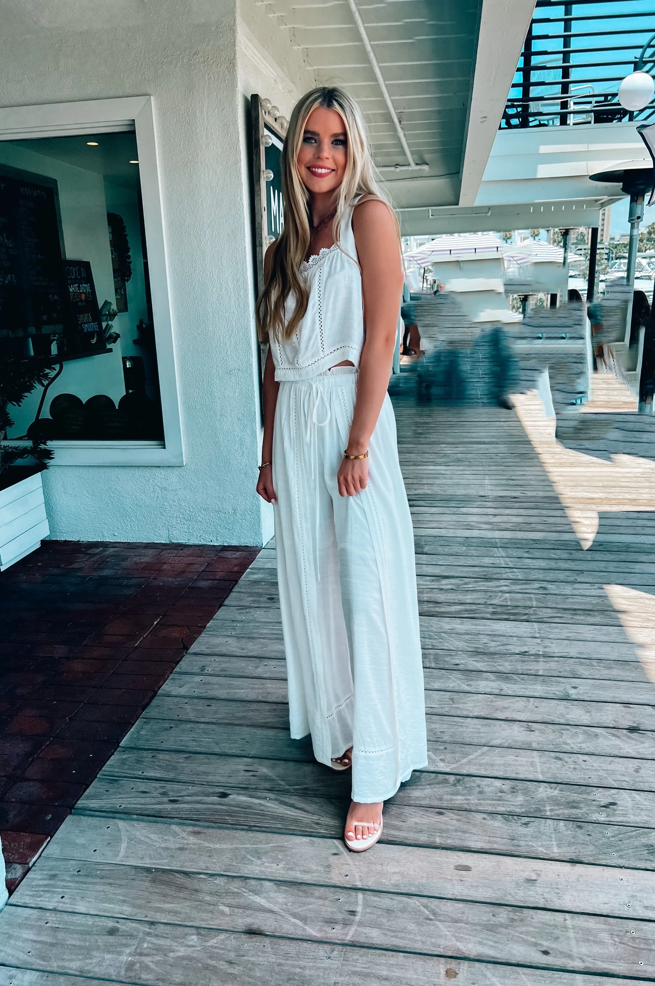 Mykonos Crochet Linen Top White