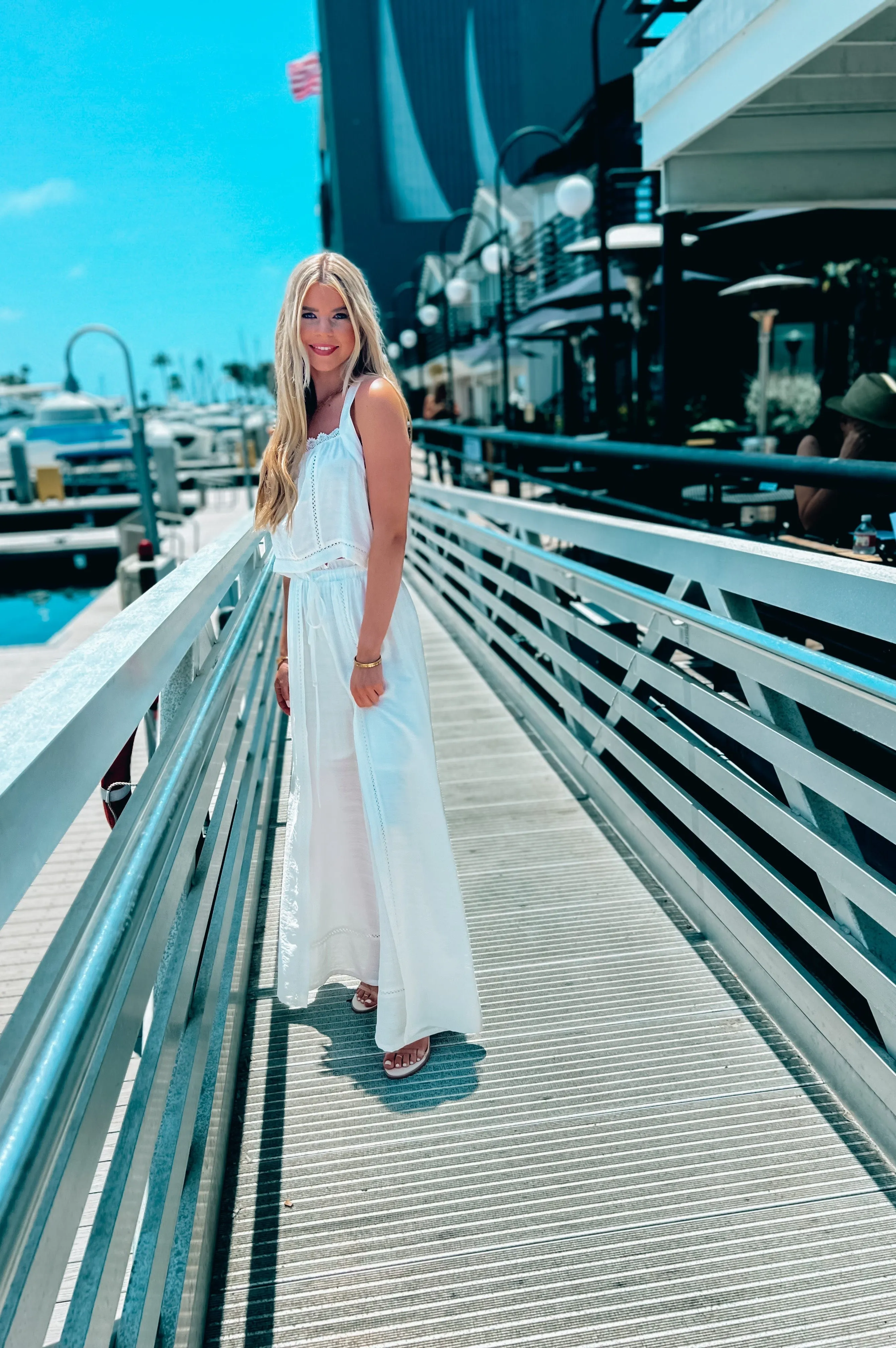 Mykonos Crochet Linen Top White