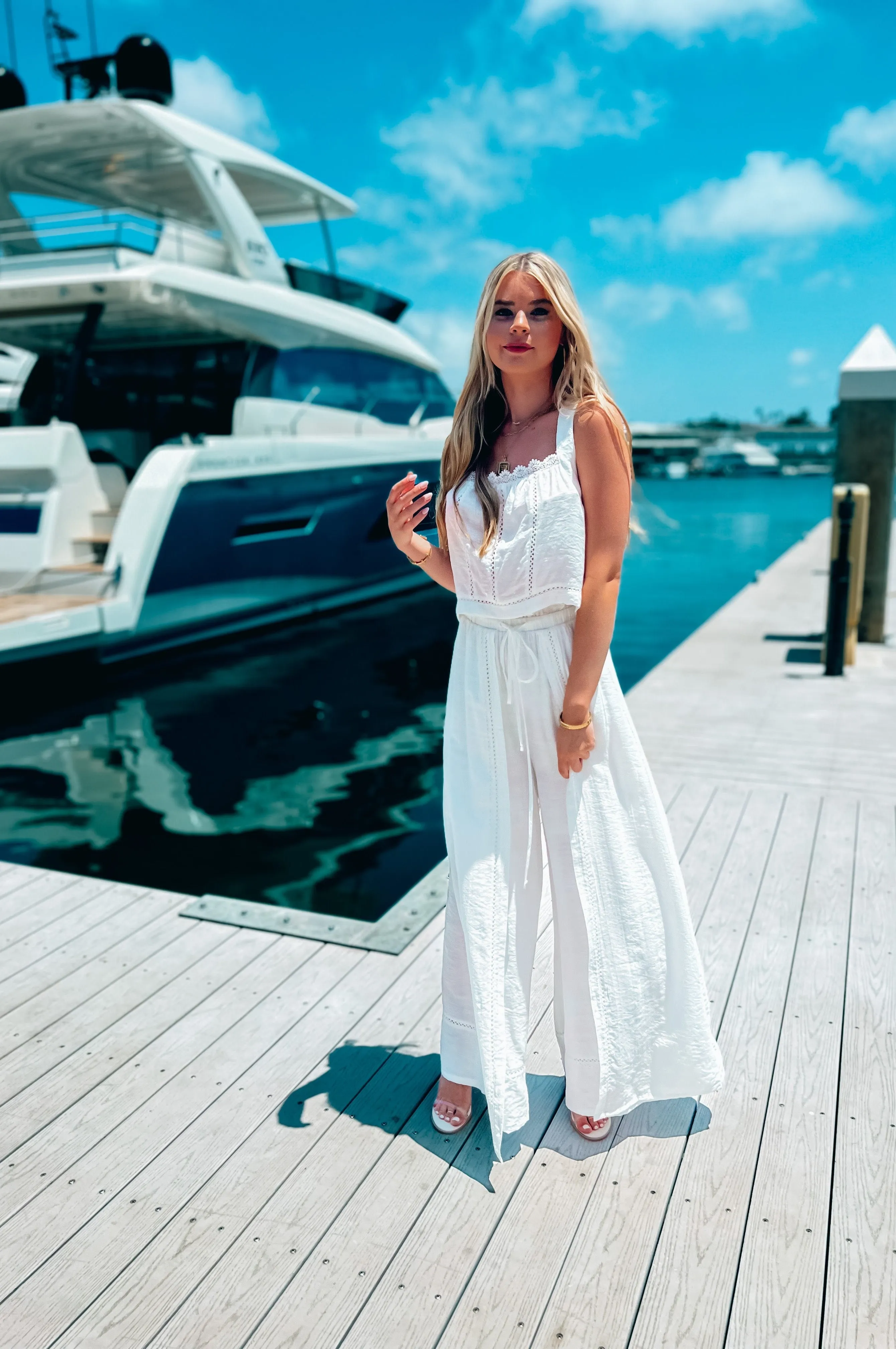 Mykonos Crochet Linen Top White