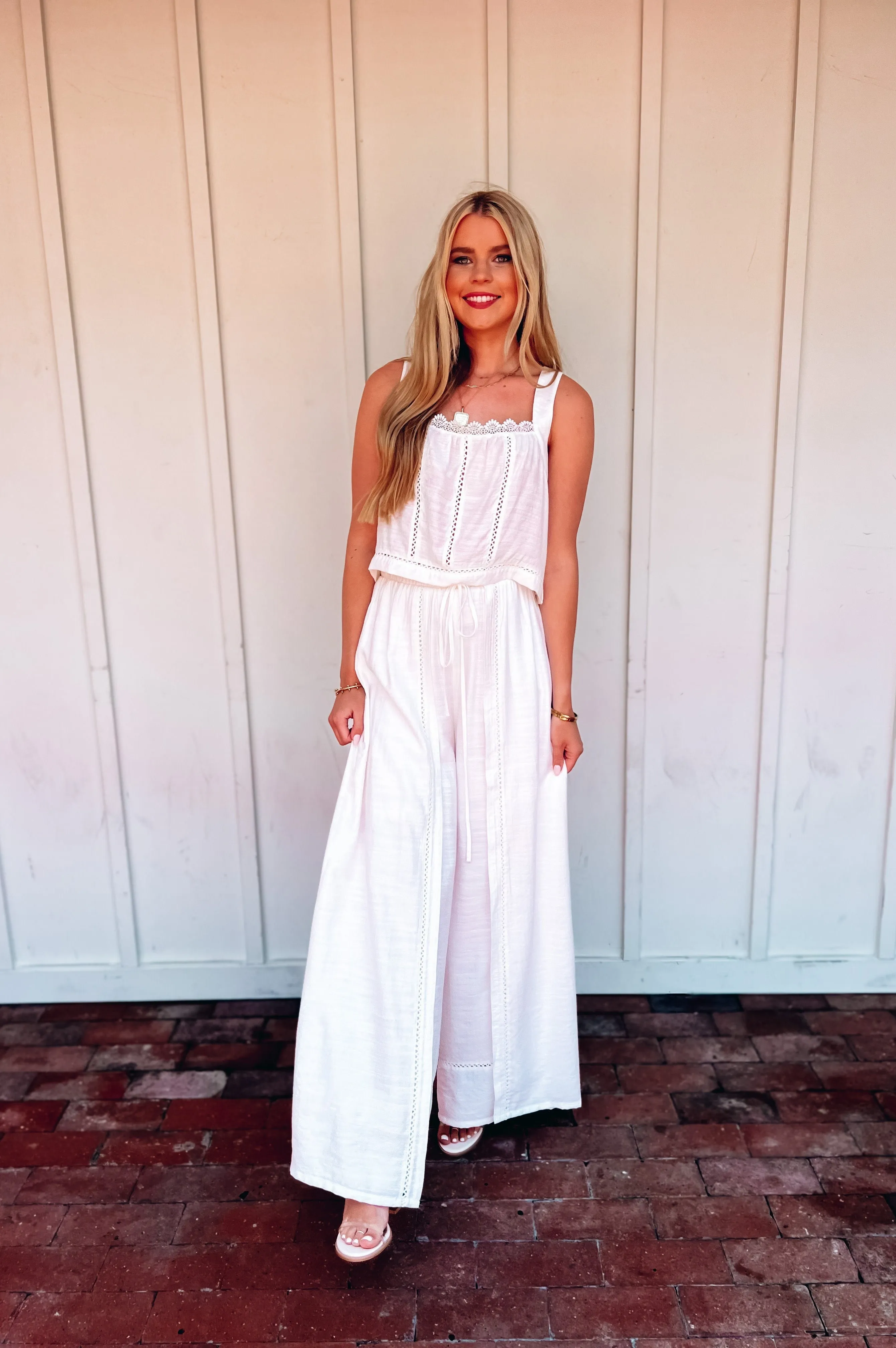 Mykonos Crochet Linen Top White