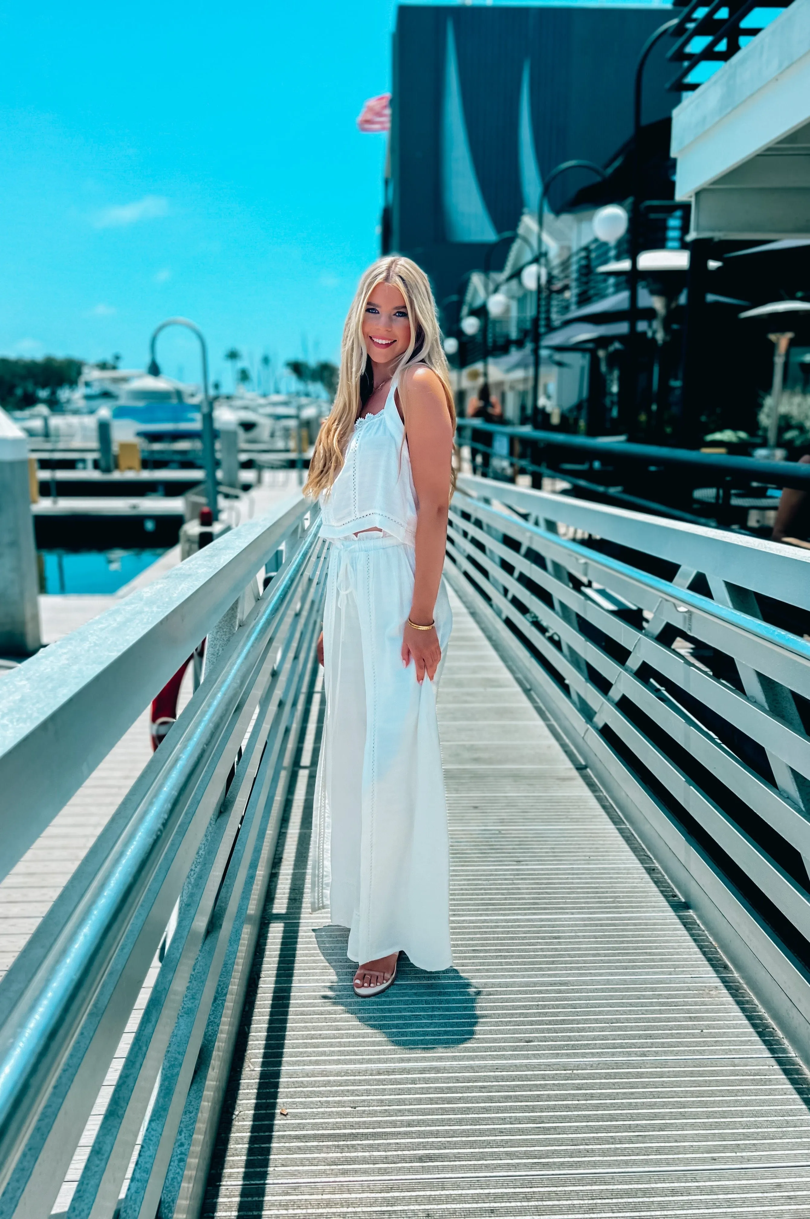 Mykonos Crochet Linen Top White