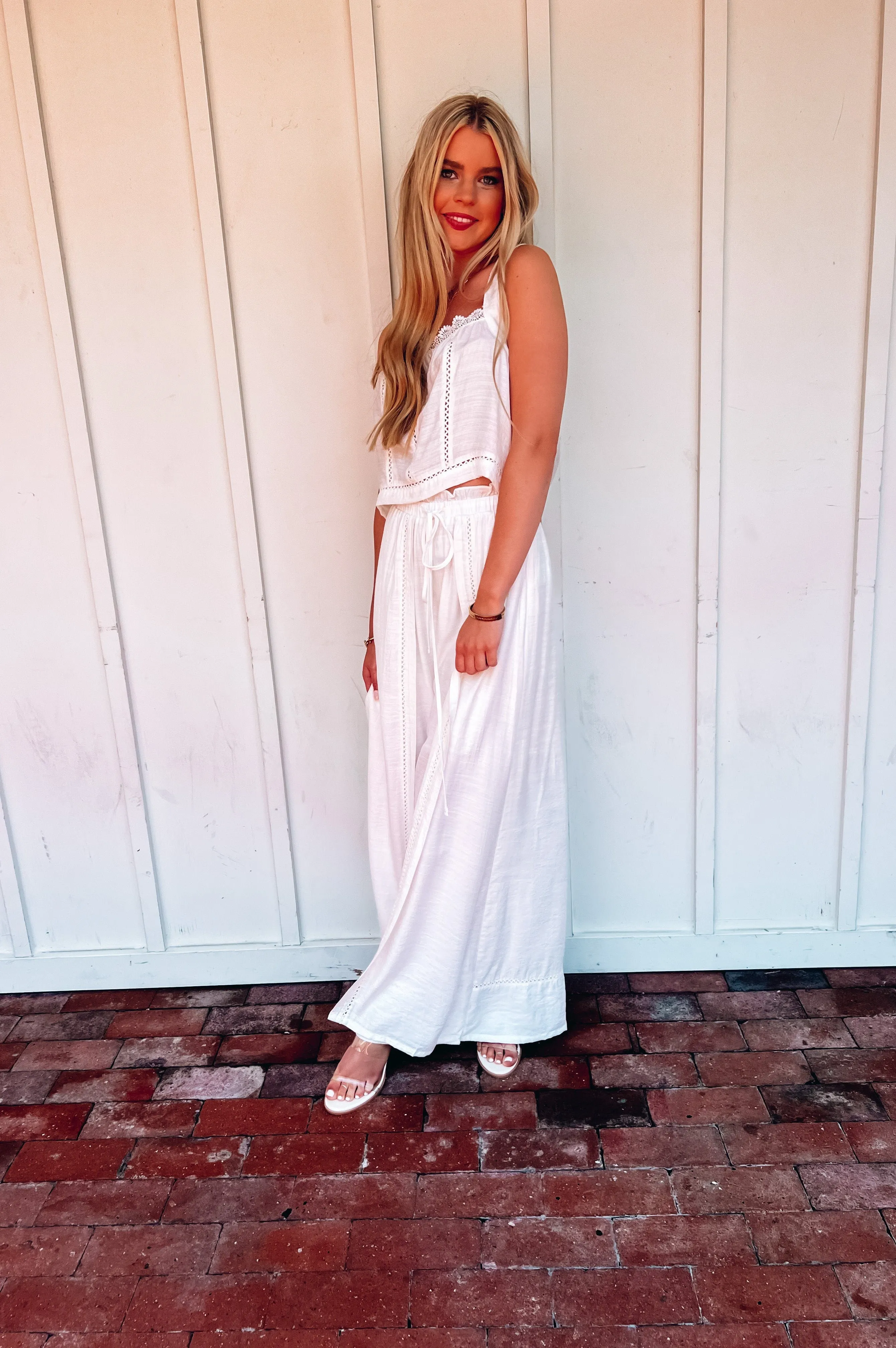 Mykonos Crochet Linen Top White