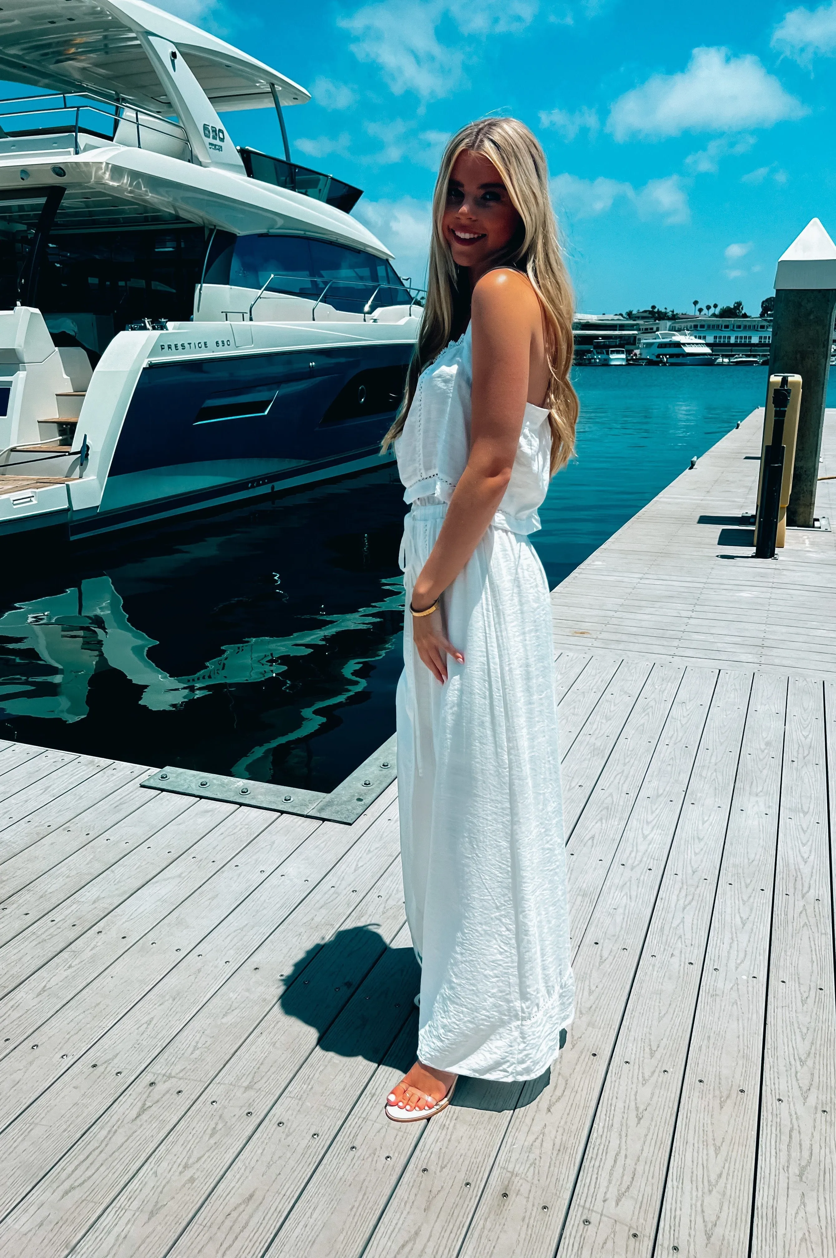 Mykonos Crochet Linen Top White