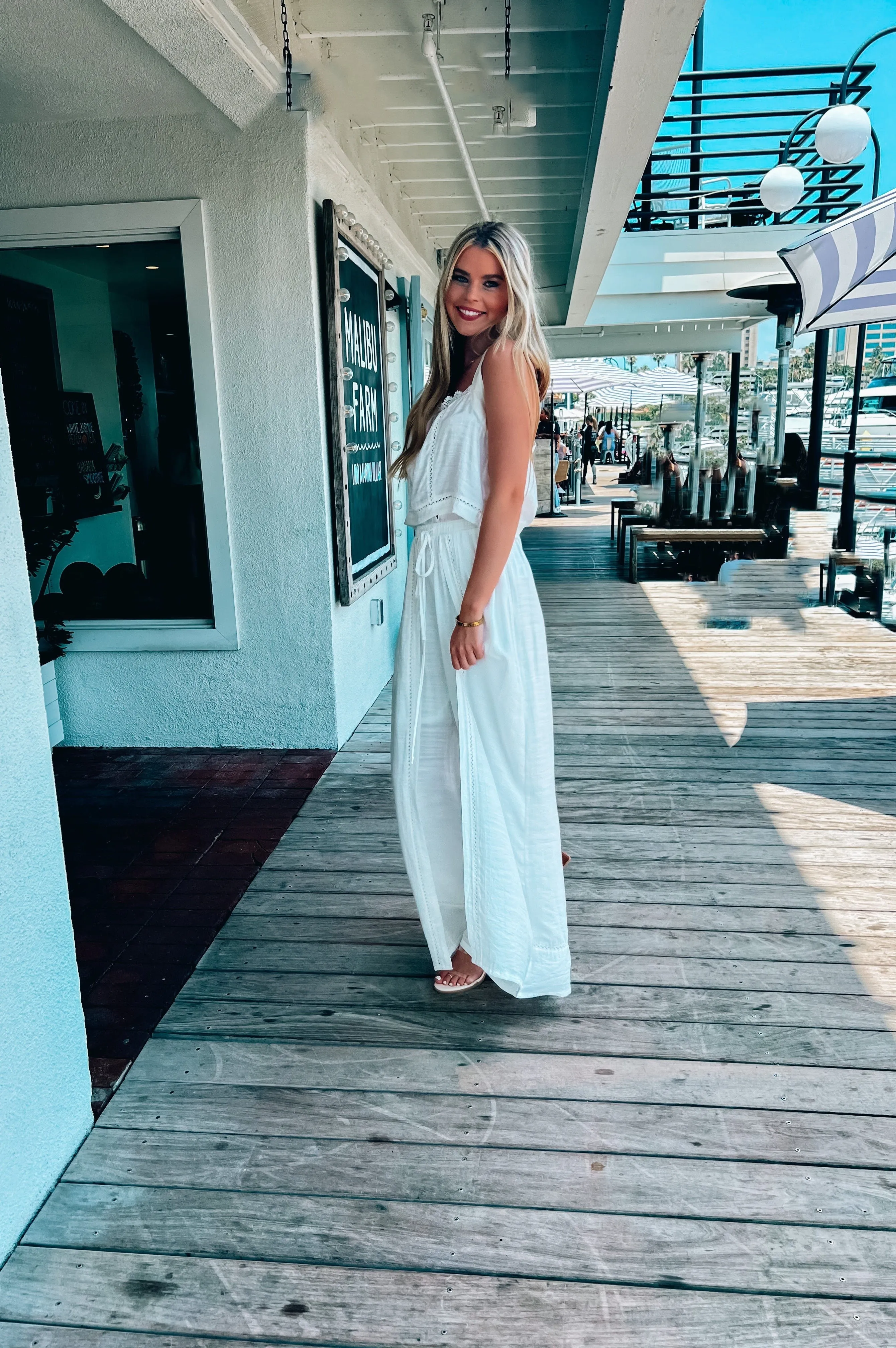 Mykonos Crochet Linen Top White