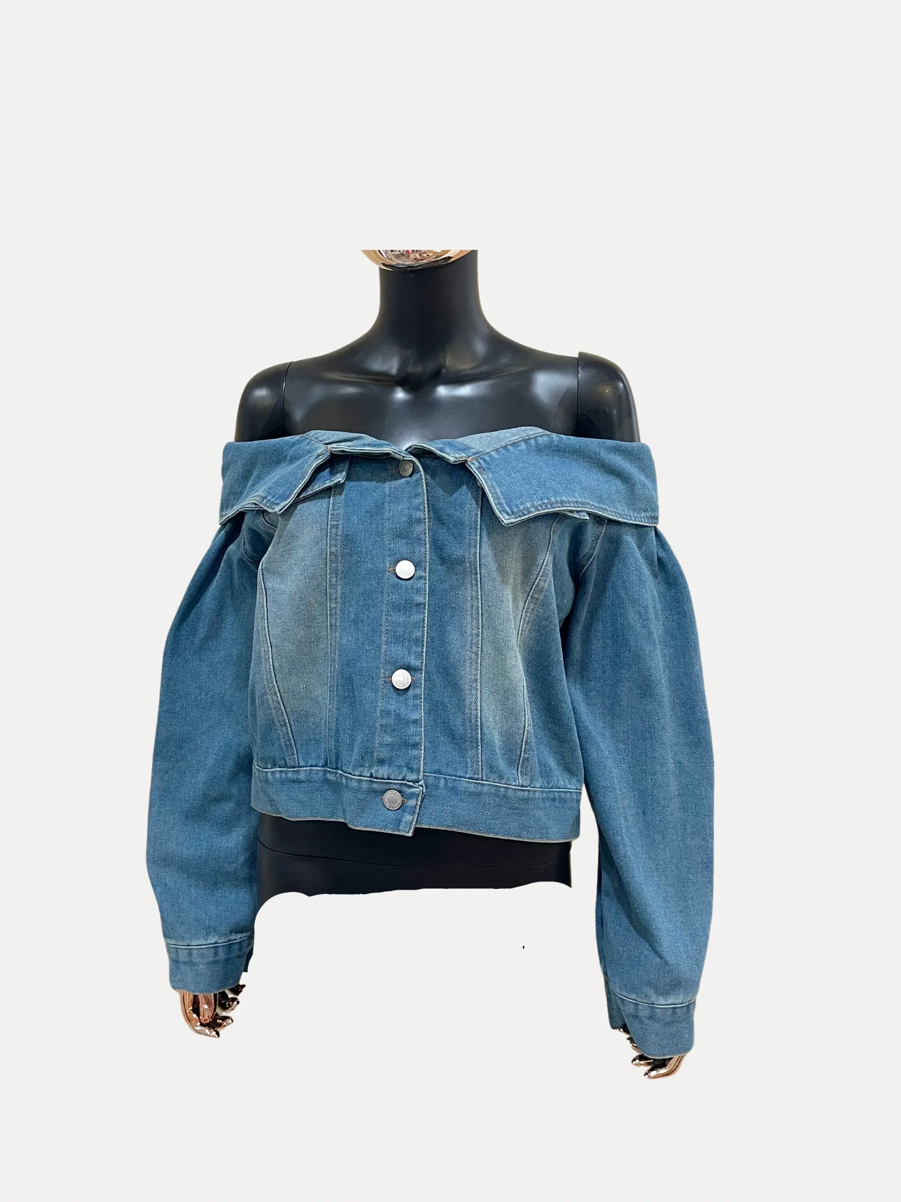 Off Shoulder Denim Jacket Medium