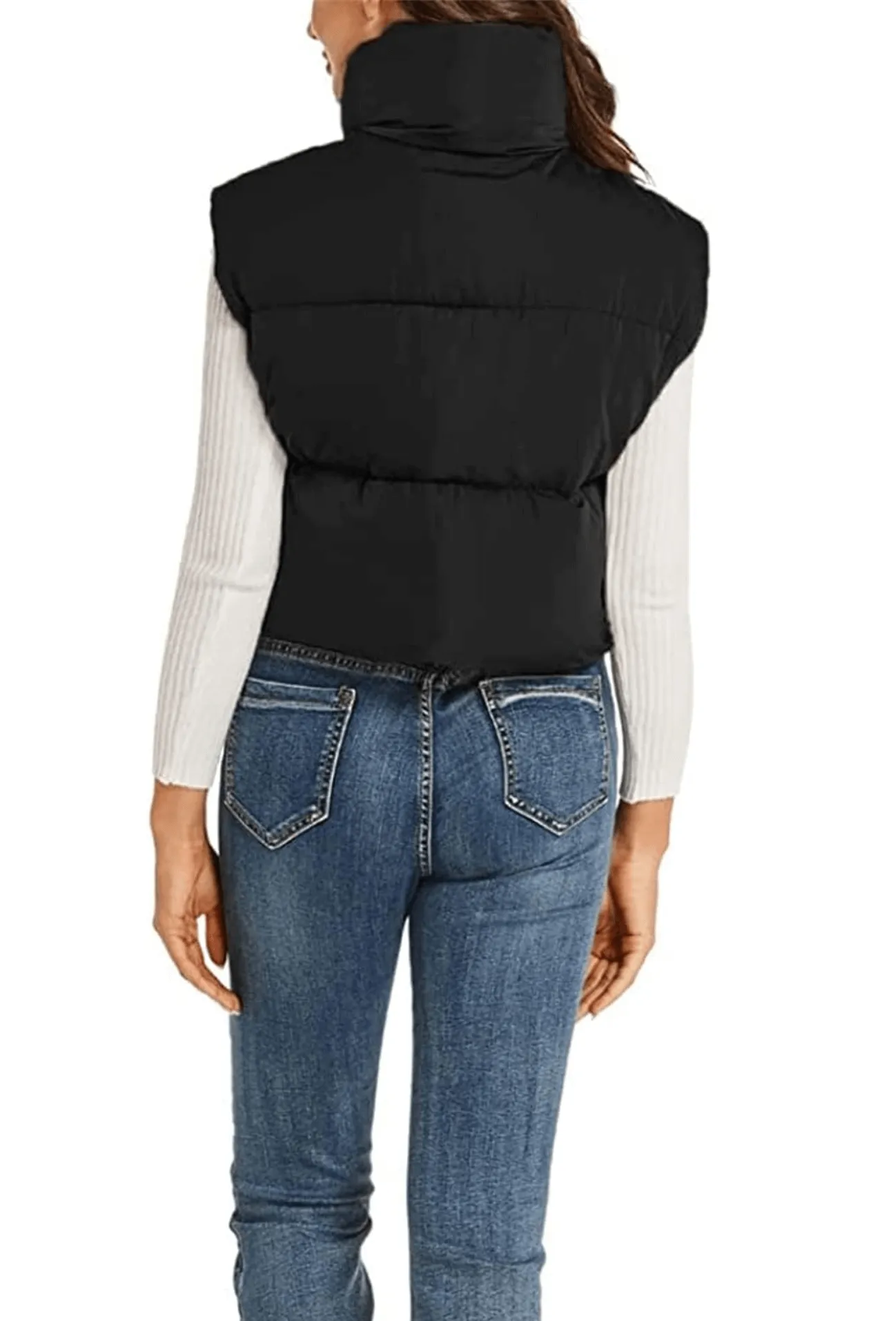 O'Malley Embroidered Cropped Puffy Vest