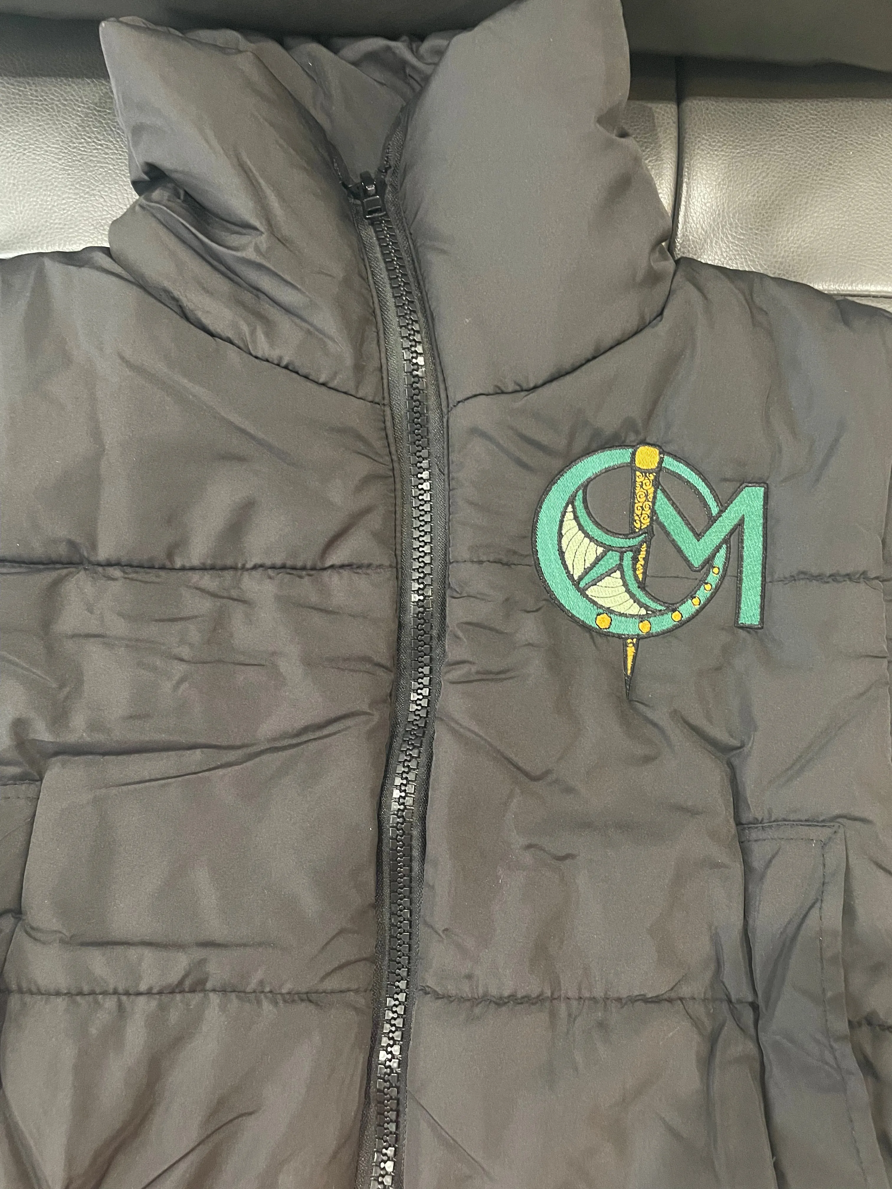 O'Malley Embroidered Cropped Puffy Vest