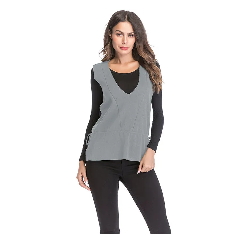PEOPLETERRITORY popularwish popular  New women's pullover V-neck solid color top knitted vest women's winter wear
