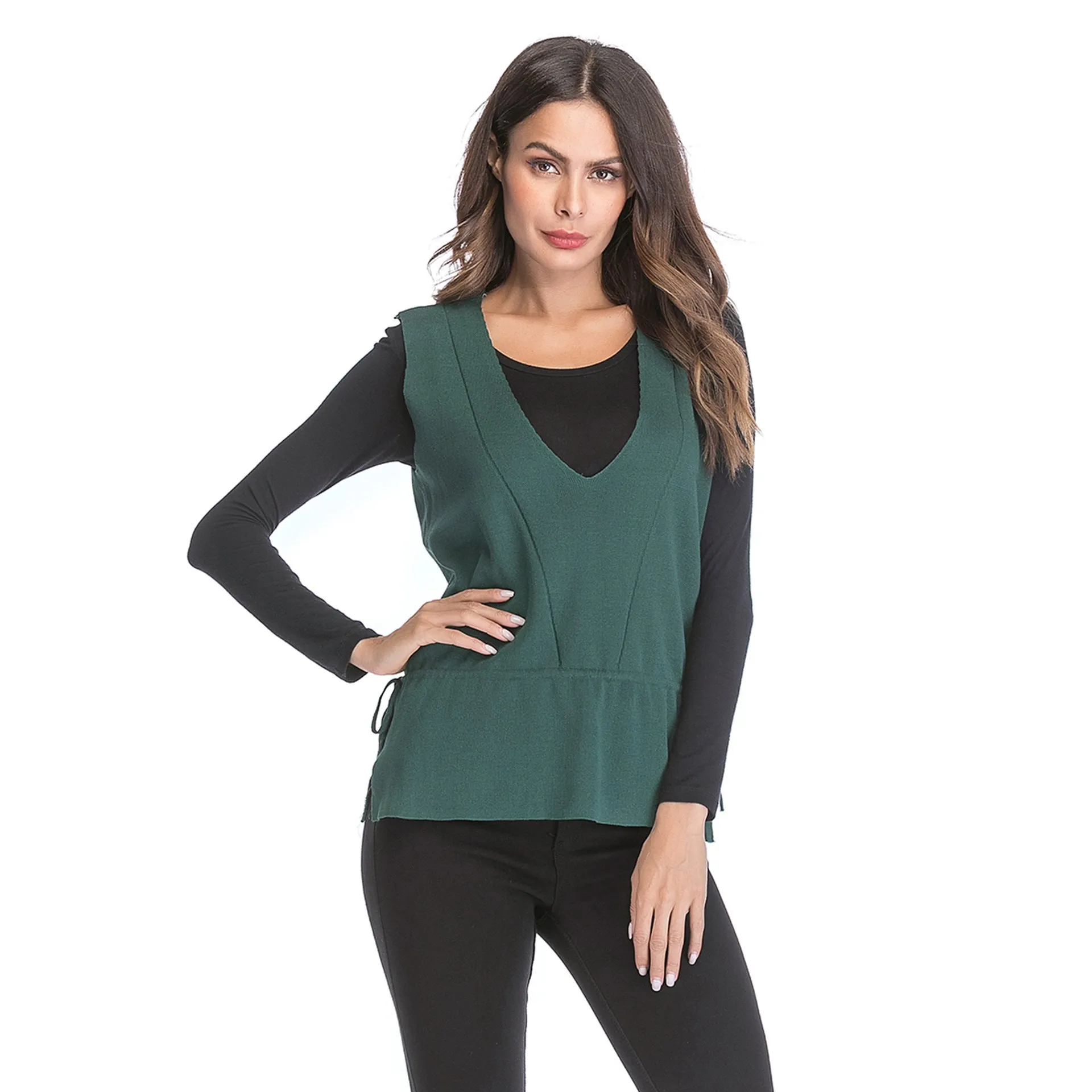 PEOPLETERRITORY popularwish popular  New women's pullover V-neck solid color top knitted vest women's winter wear