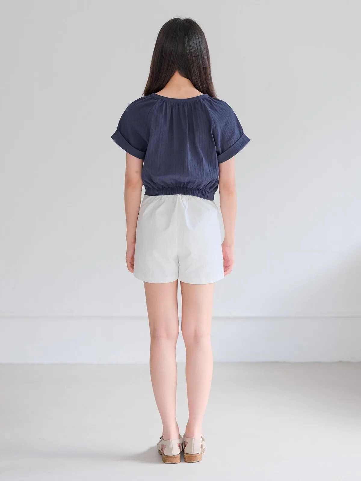 Perlin Buttoned Crop Blouse