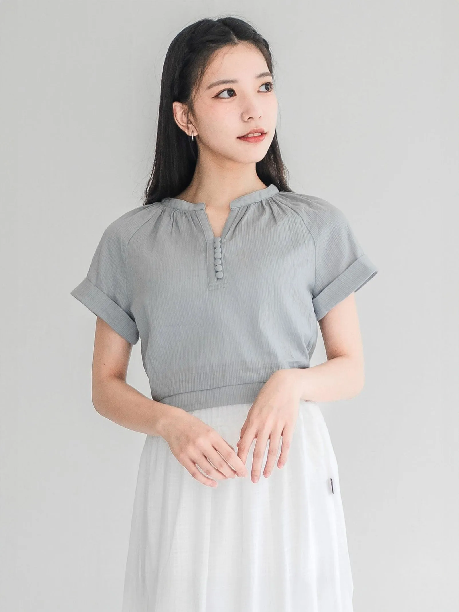 Perlin Buttoned Crop Blouse