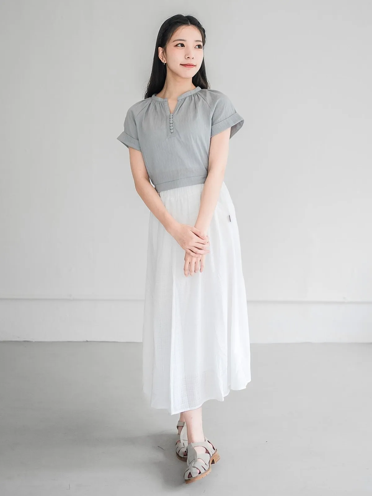 Perlin Buttoned Crop Blouse
