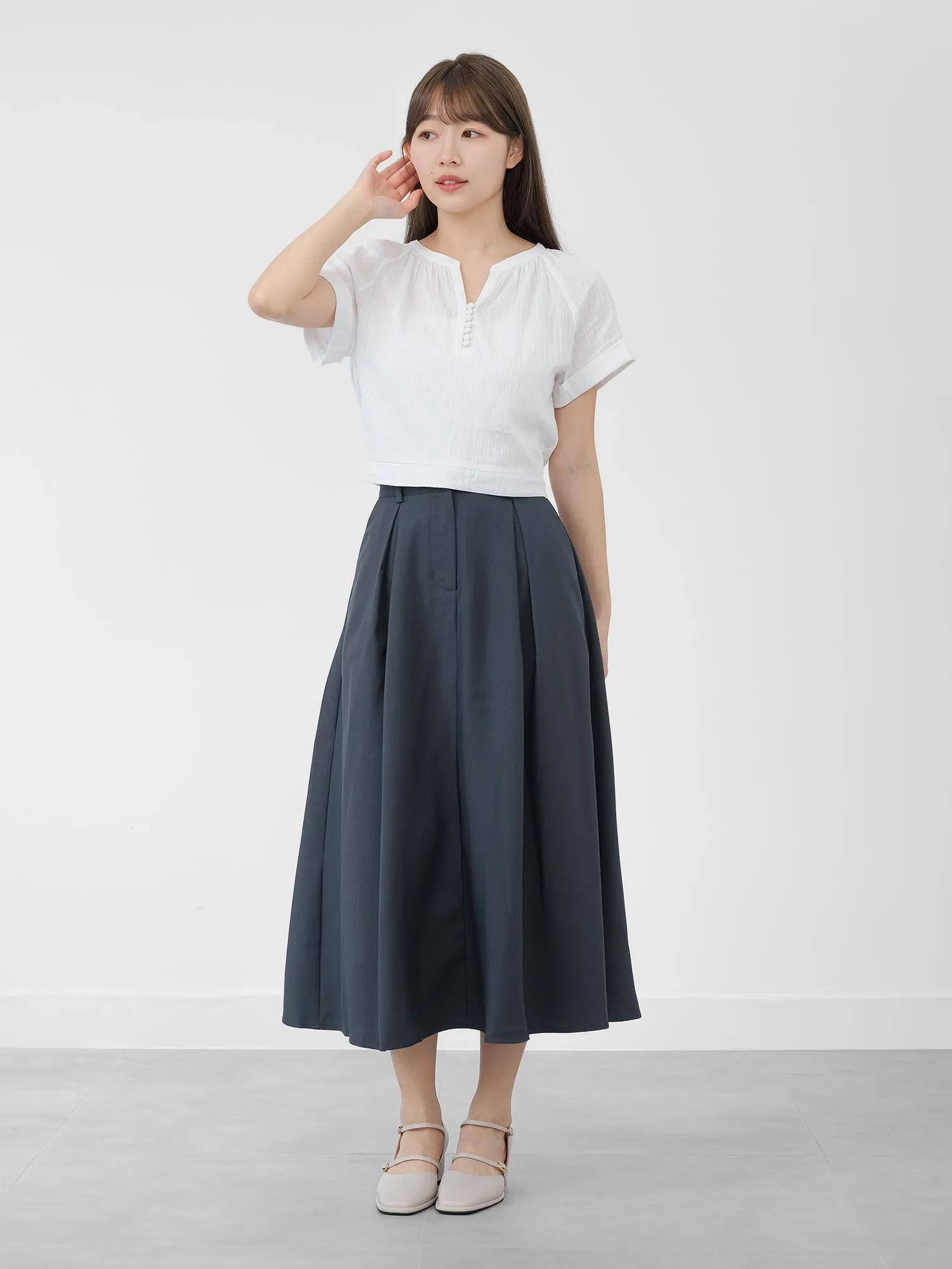 Perlin Buttoned Crop Blouse