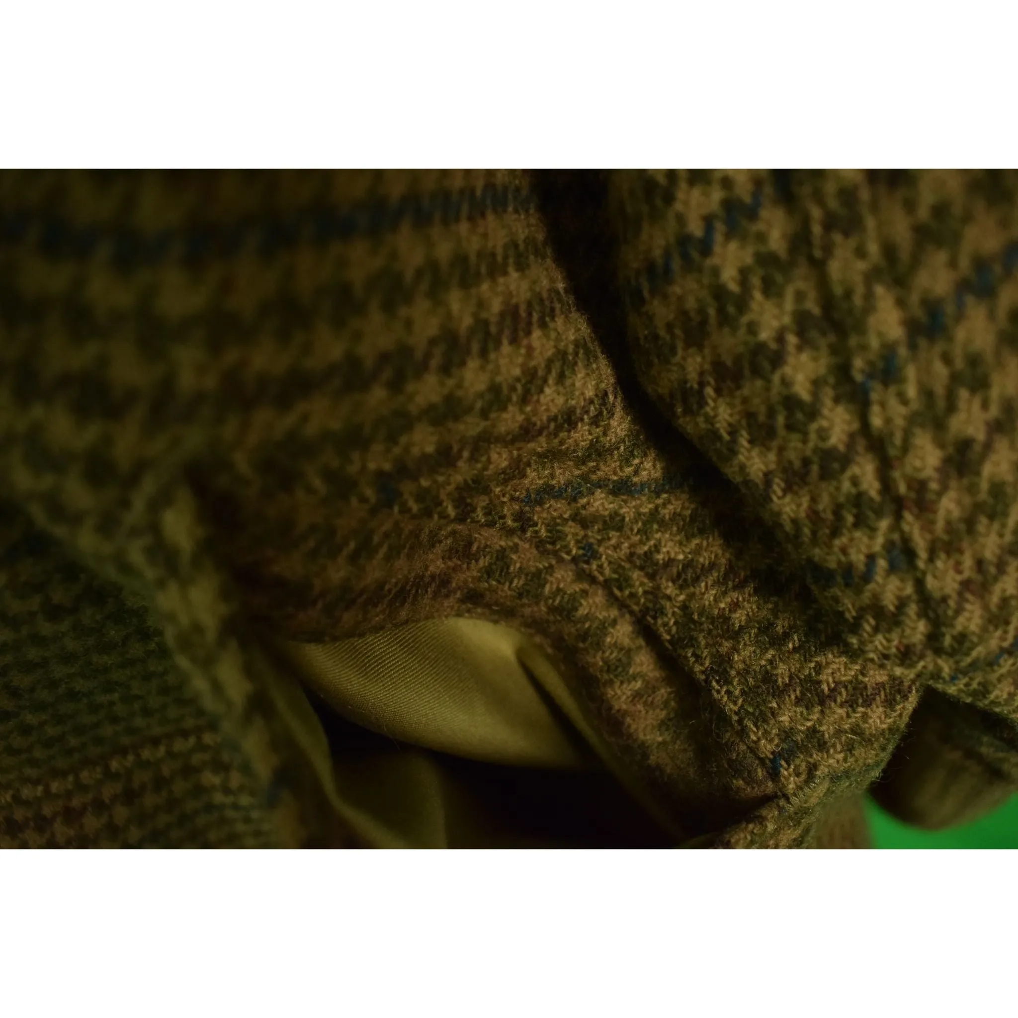 "Polo Ralph Lauren Olive Houndstooth Norfolk Field Coat w/ Corduroy Collar" Sz XL (SOLD)