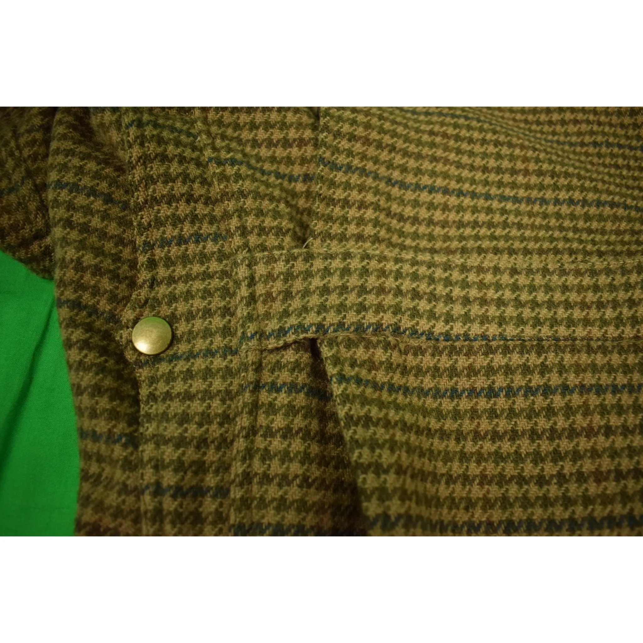 "Polo Ralph Lauren Olive Houndstooth Norfolk Field Coat w/ Corduroy Collar" Sz XL (SOLD)