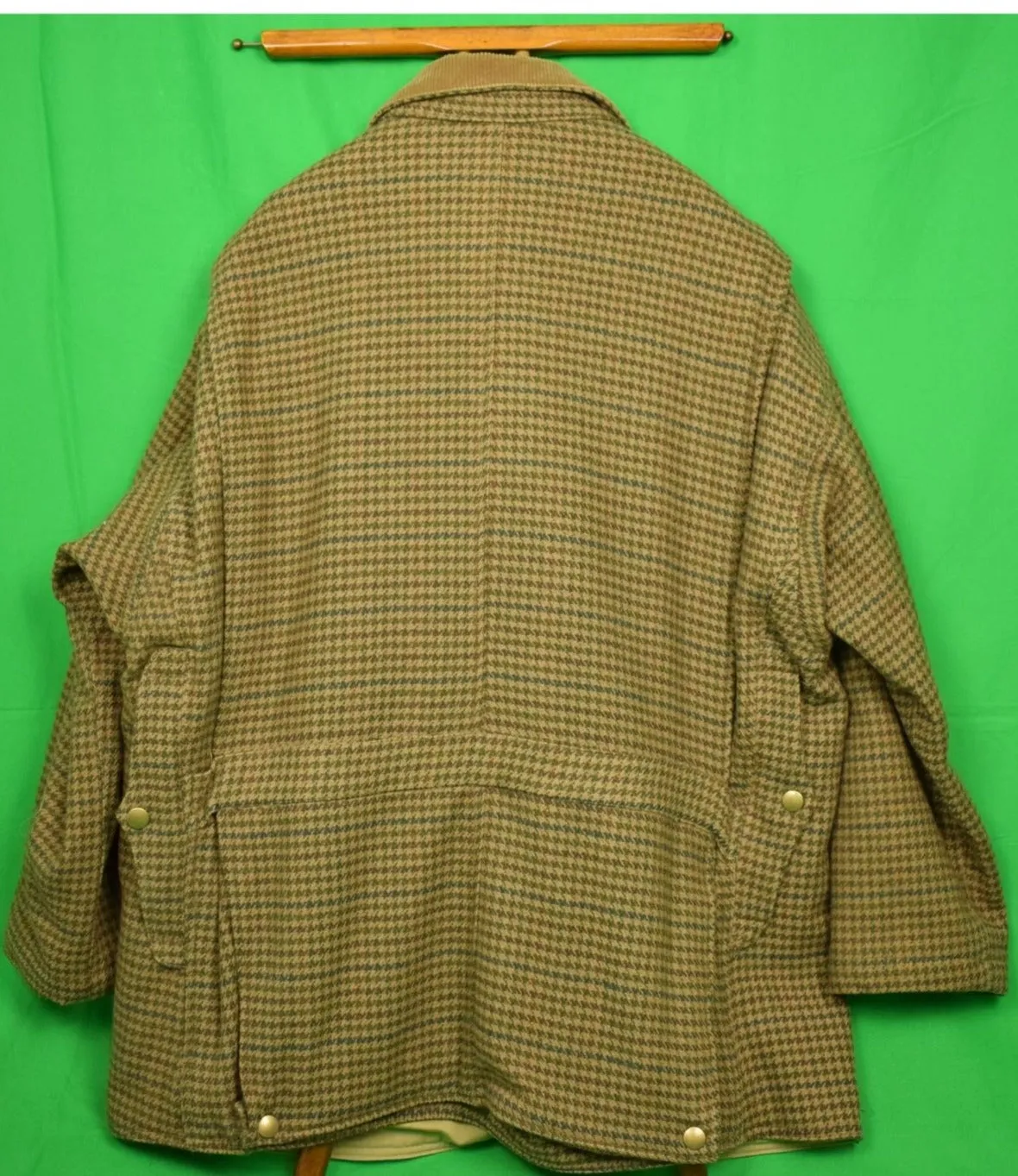 "Polo Ralph Lauren Olive Houndstooth Norfolk Field Coat w/ Corduroy Collar" Sz XL (SOLD)