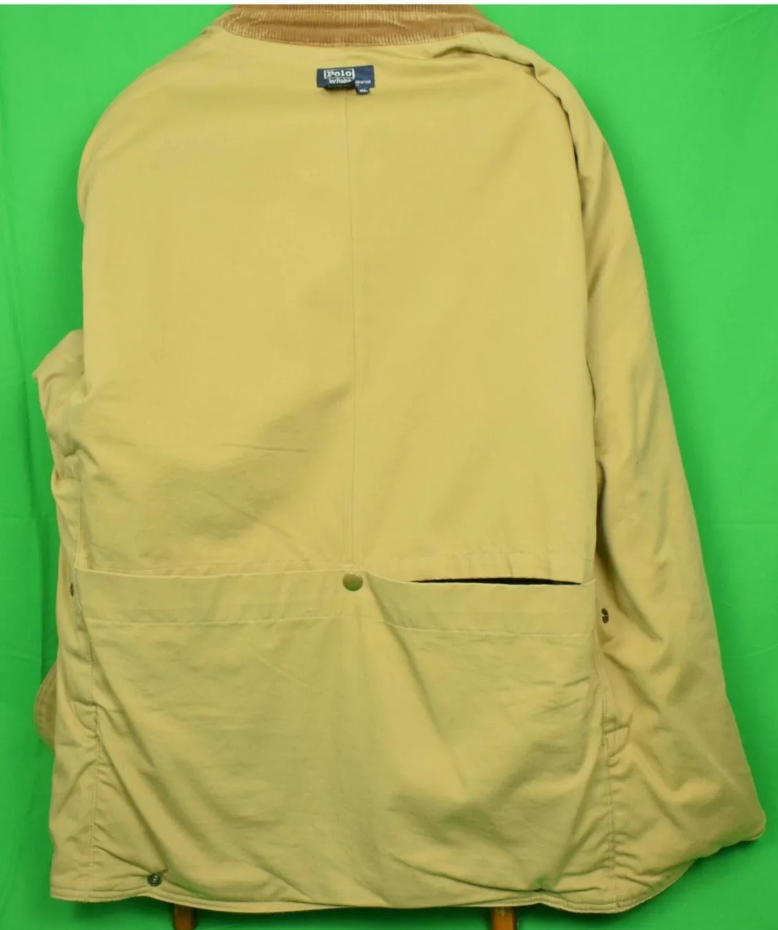 "Polo Ralph Lauren Olive Houndstooth Norfolk Field Coat w/ Corduroy Collar" Sz XL (SOLD)