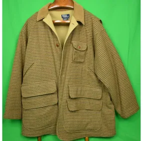 "Polo Ralph Lauren Olive Houndstooth Norfolk Field Coat w/ Corduroy Collar" Sz XL (SOLD)