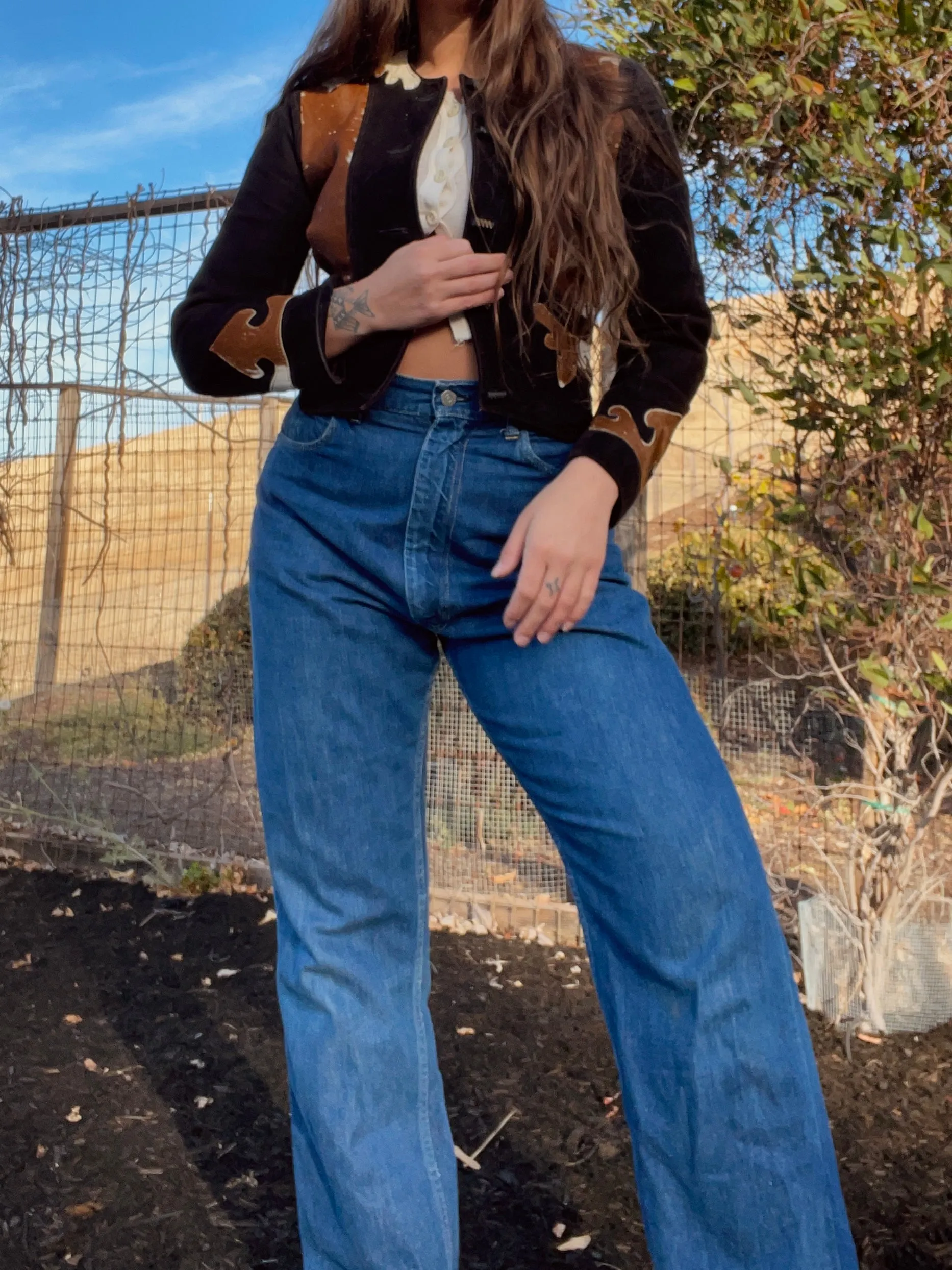RARE 1930s/40s Suede & Cowhide Western Cropped Jacket