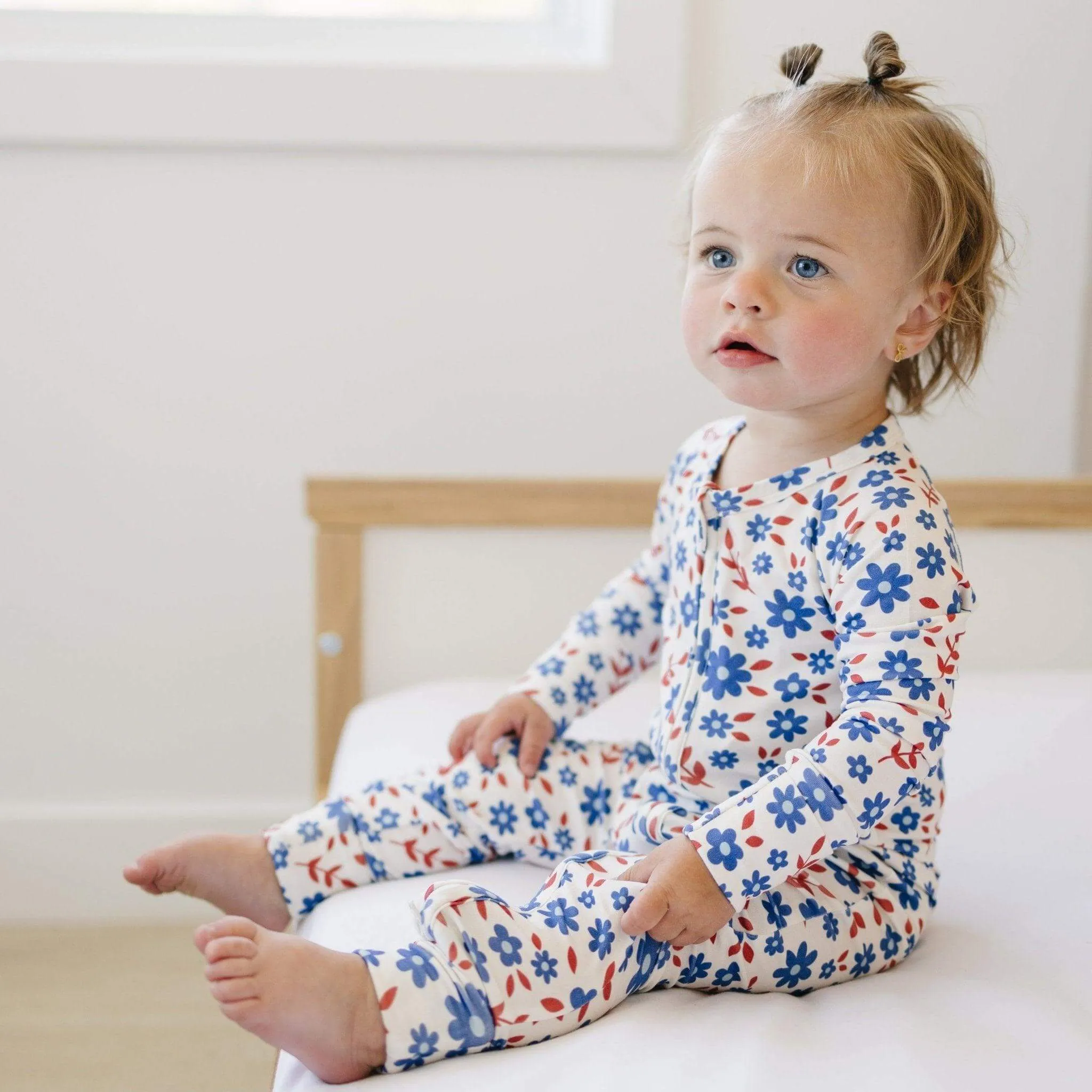 Red White & Blooms Bamboo Zippy Romper