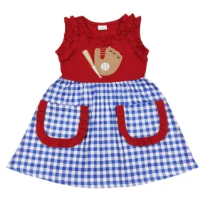 Red White Blue & Cute - Baseball Applique Dress Kids