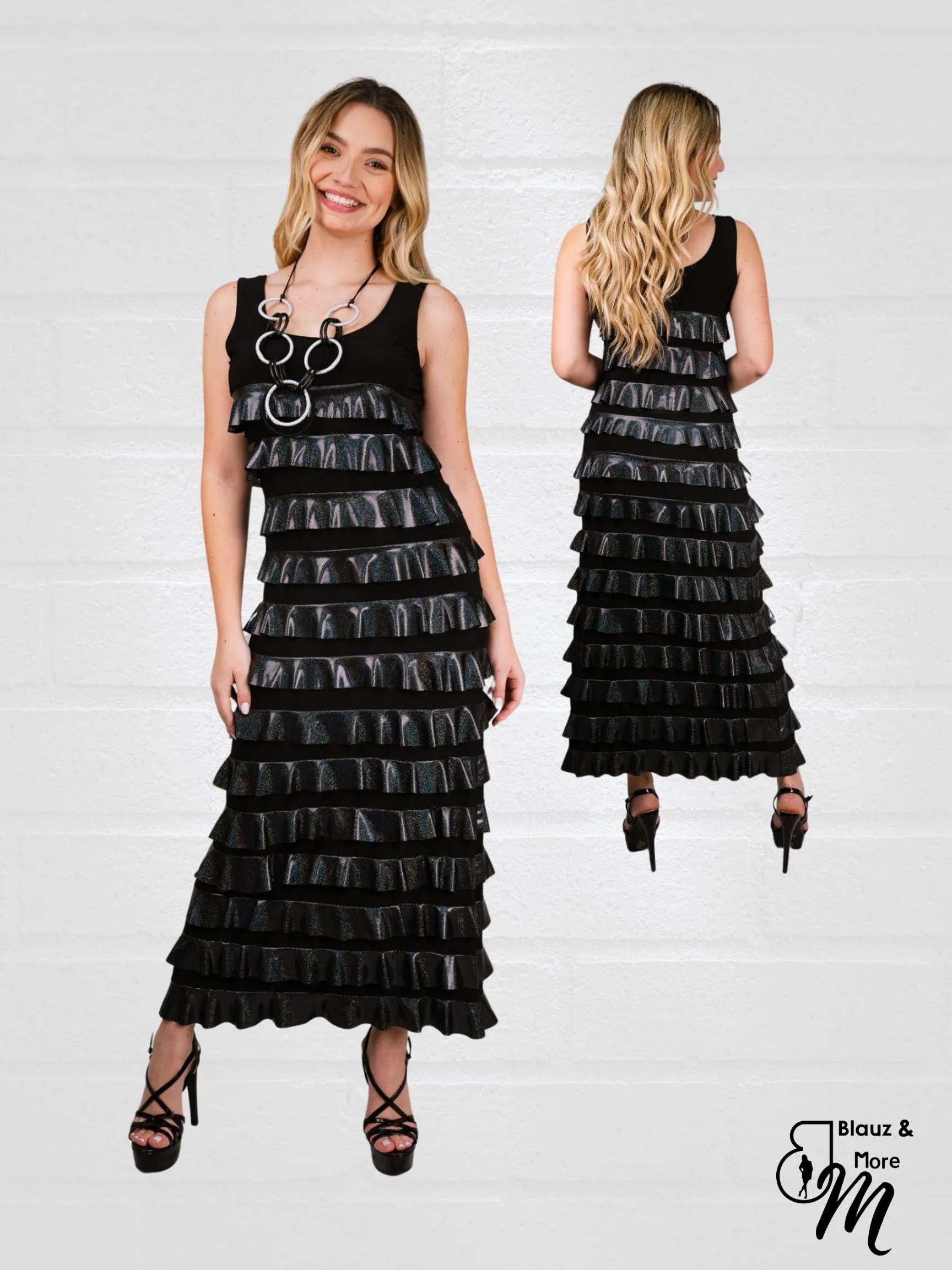 Ruffle Maxi Dress Sleeveless COMBO STYLE - D211C